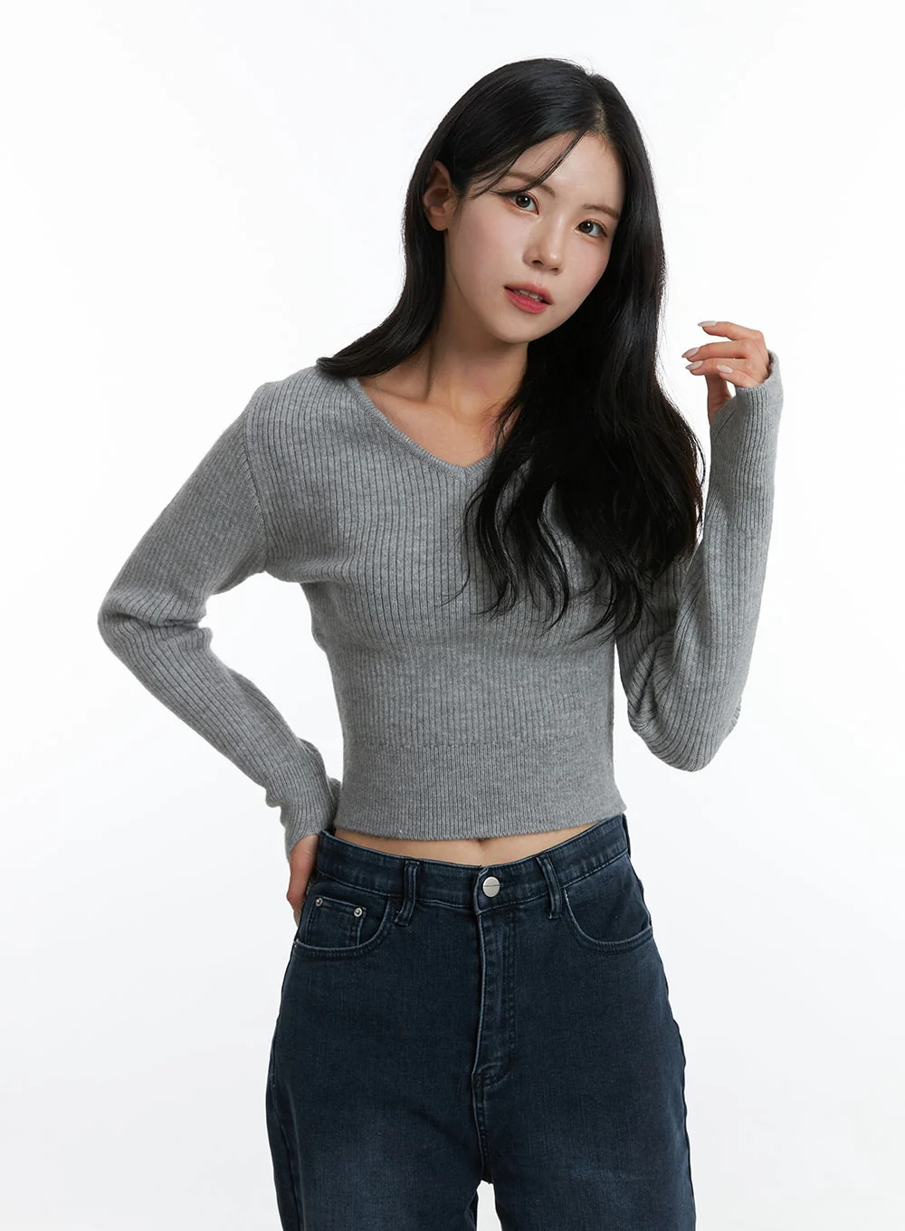 V-Neck Knit Crop Sweater ON330 - Image 6