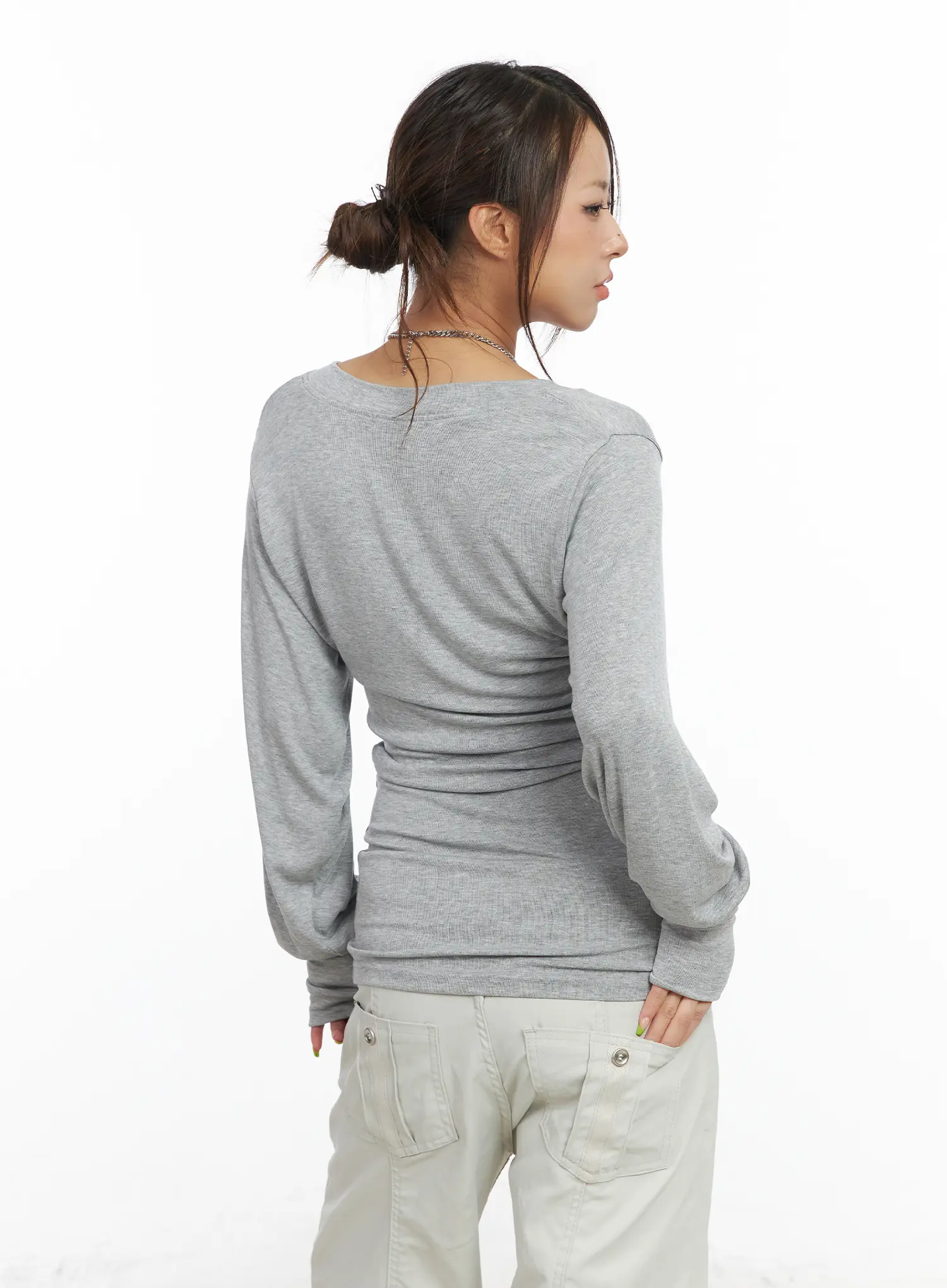 V-Neck Long Sleeve Tee CF512 - Image 11
