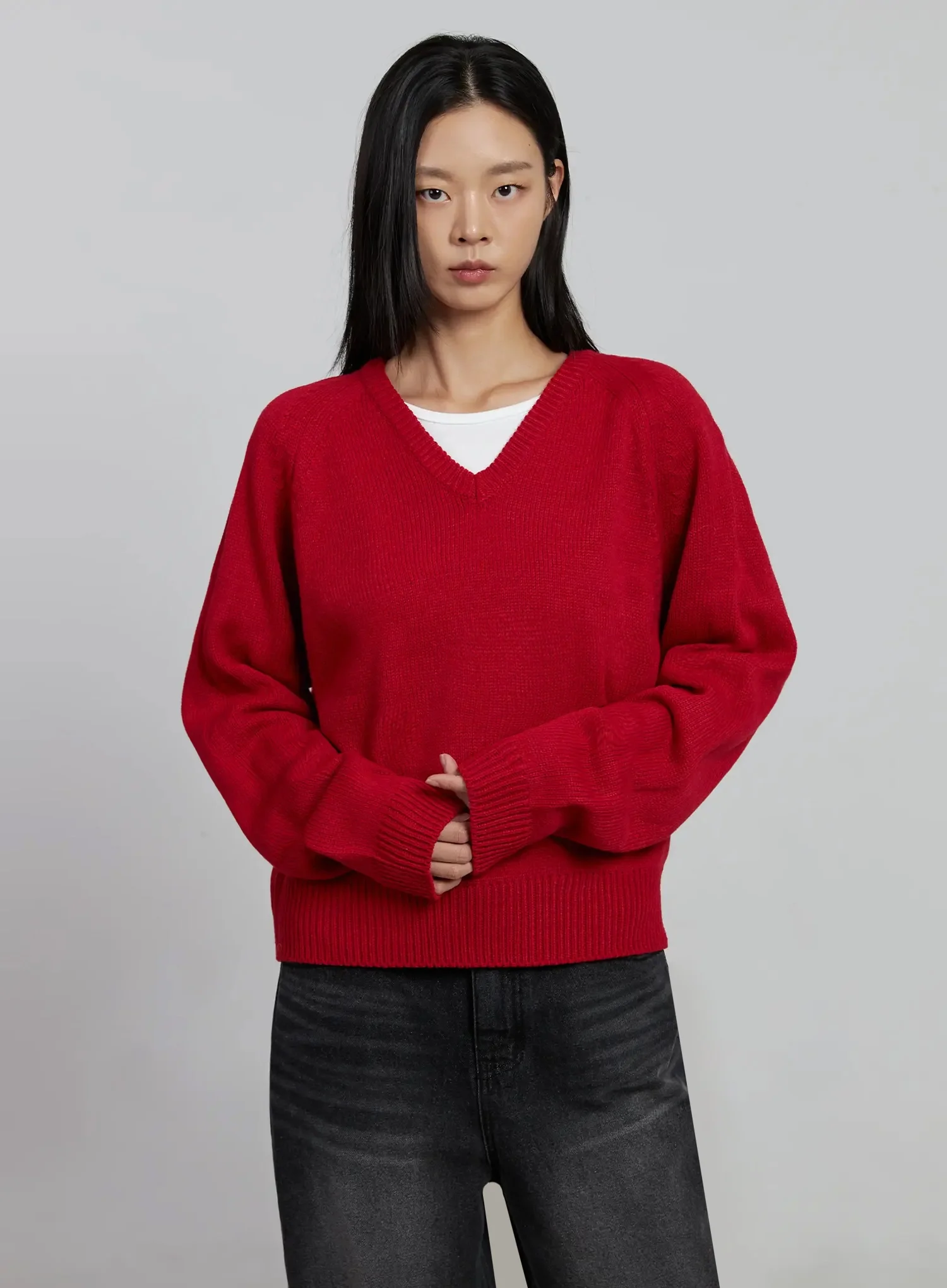 V-Neck Oversized Knit Sweater IM520 - Image 6