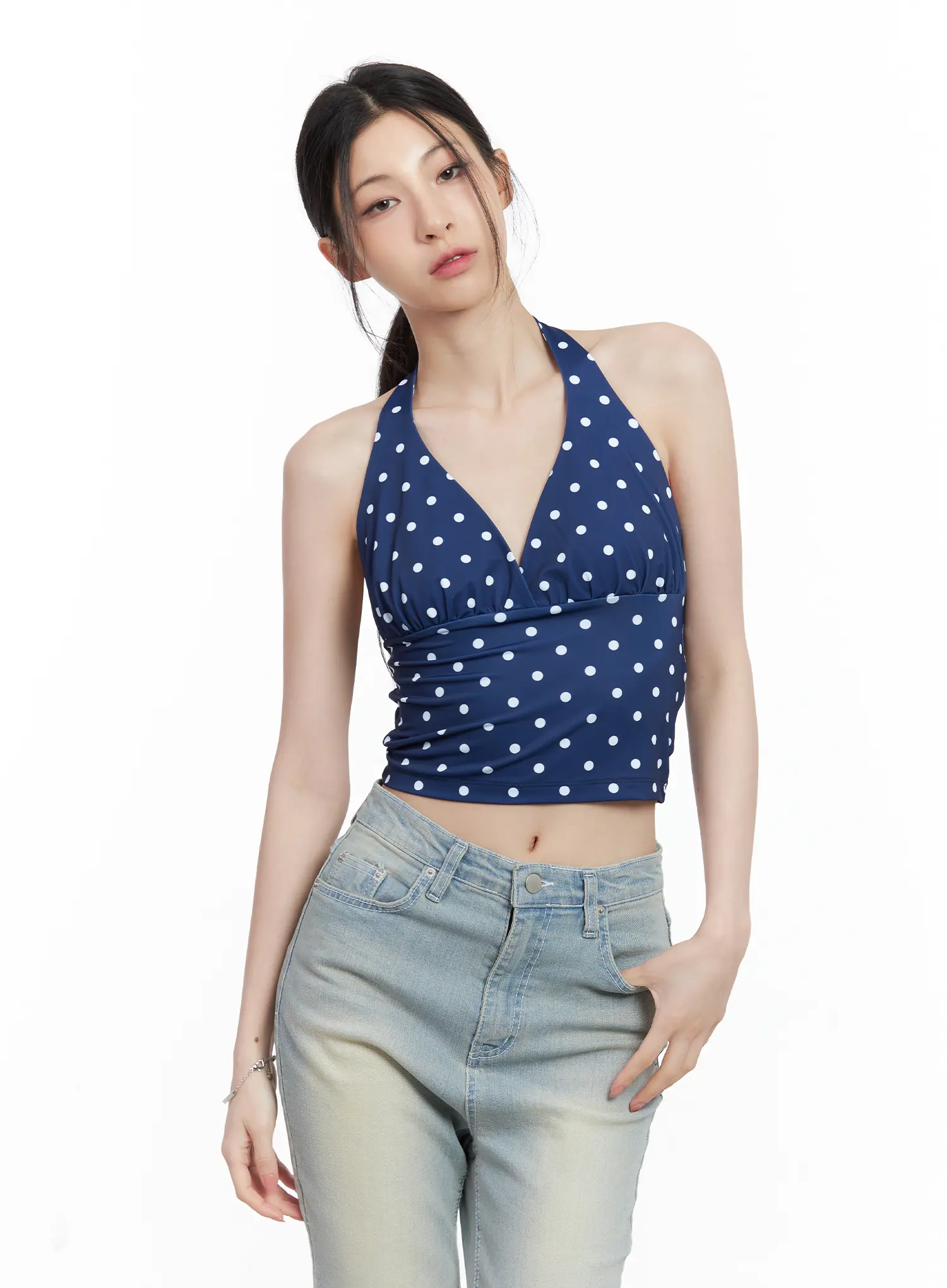 V-Neck Polka Dot Halter Top CL501 - Image 11