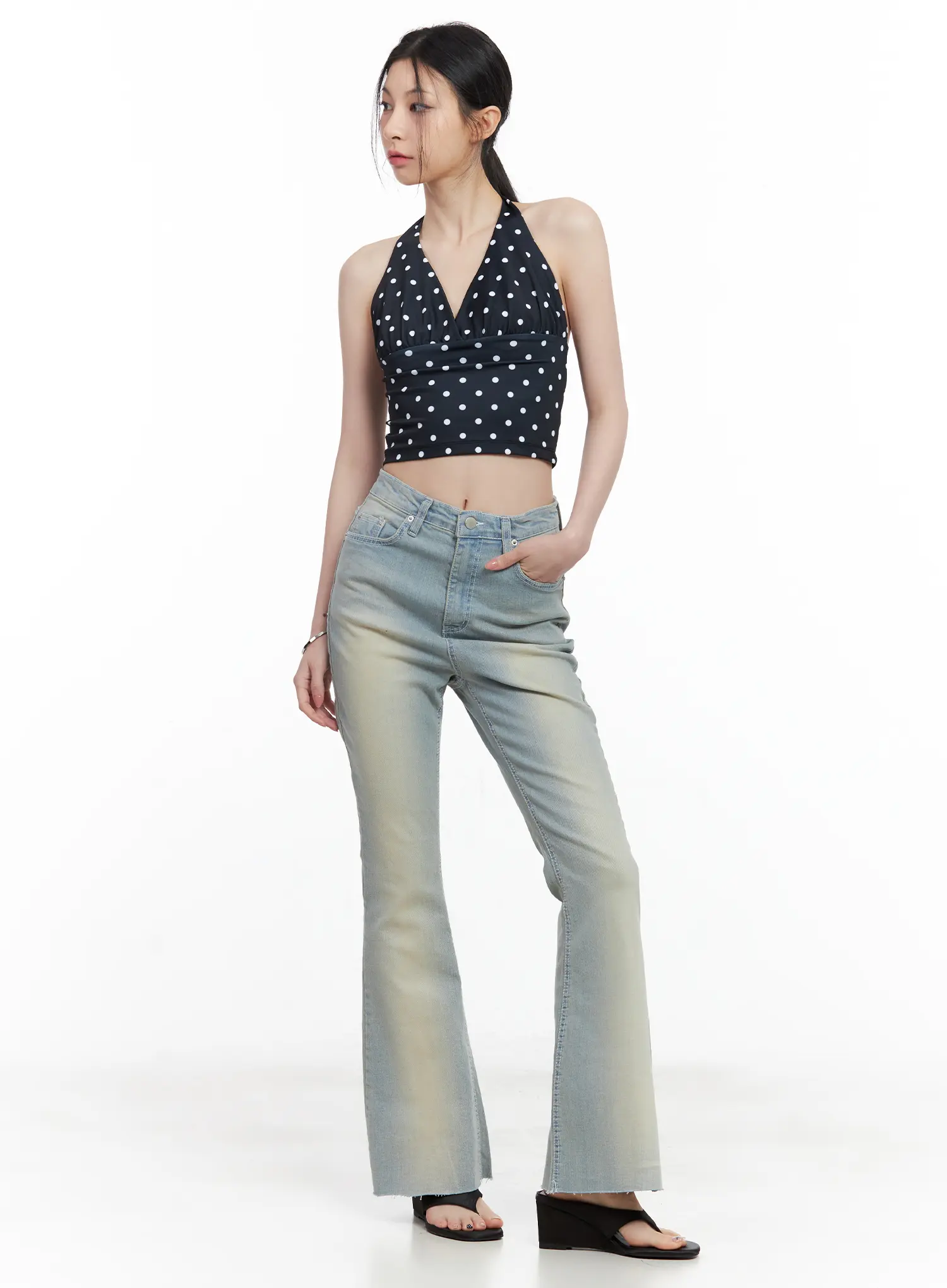 V-Neck Polka Dot Halter Top CL501 - Image 4