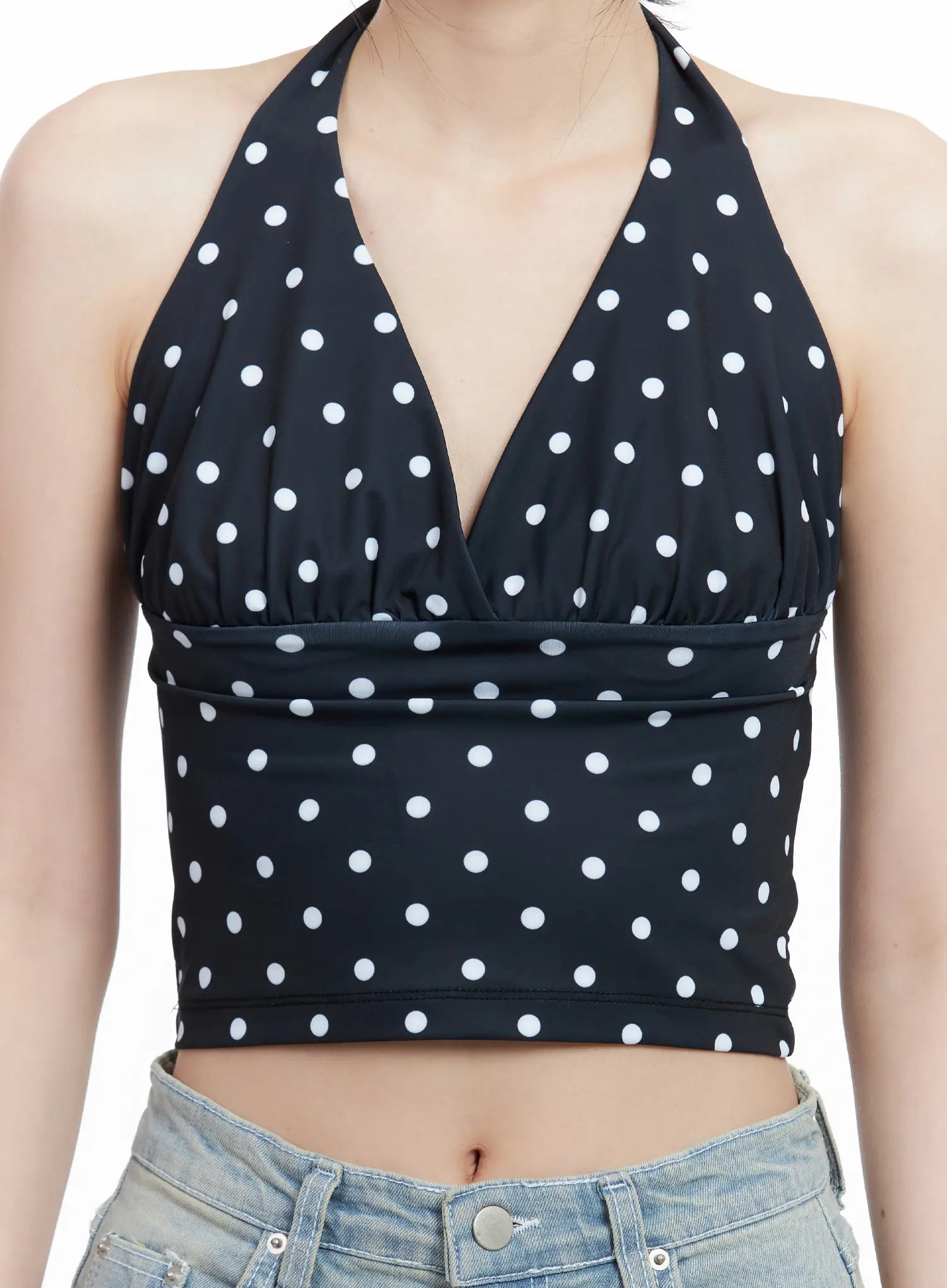 V-Neck Polka Dot Halter Top CL501 - Image 5