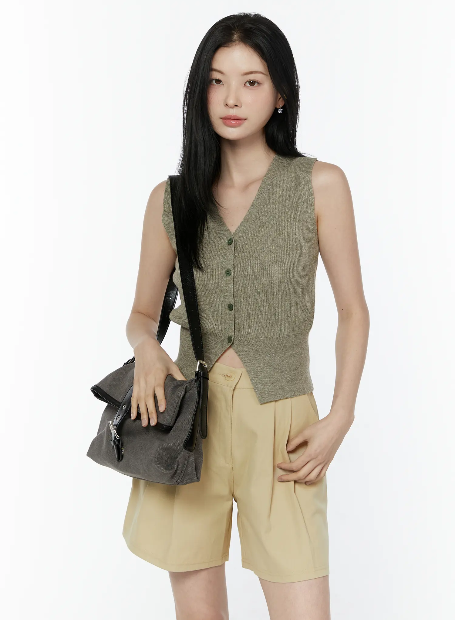 V-Neck Ribbed Knit Vest IU505