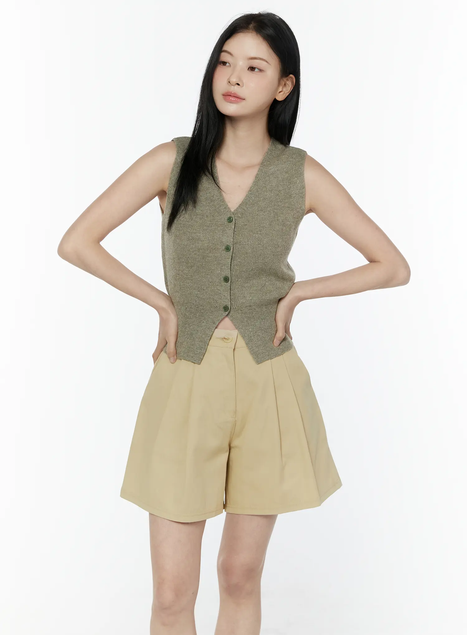 V-Neck Ribbed Knit Vest IU505 - Image 10