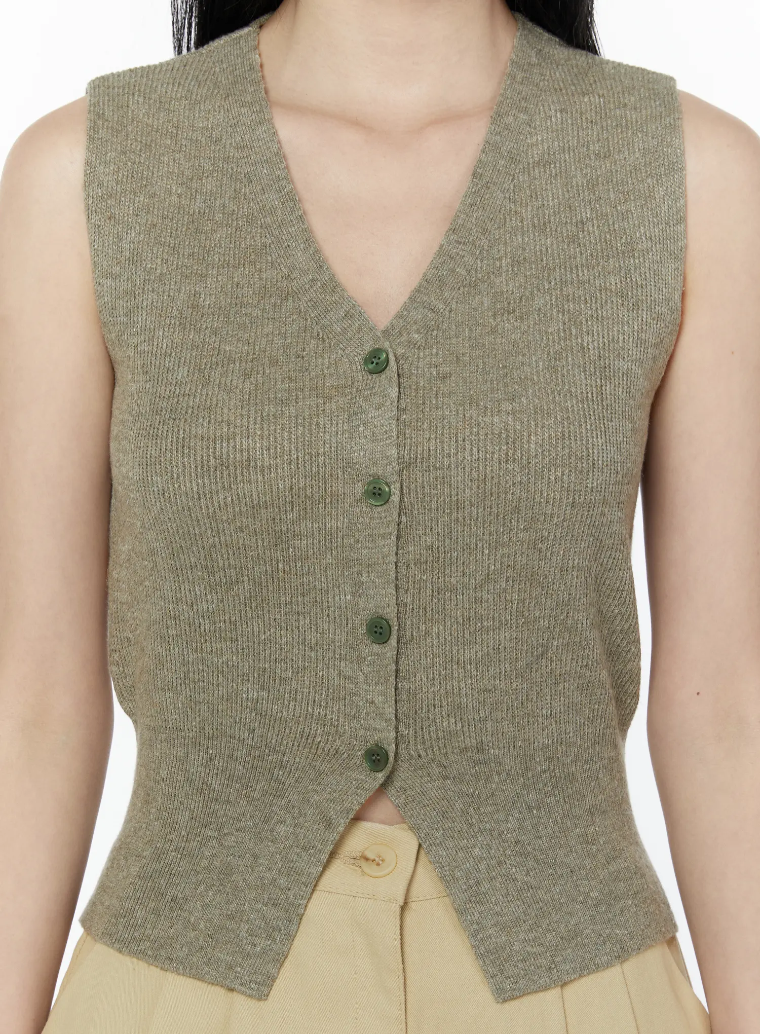 V-Neck Ribbed Knit Vest IU505 - Image 3