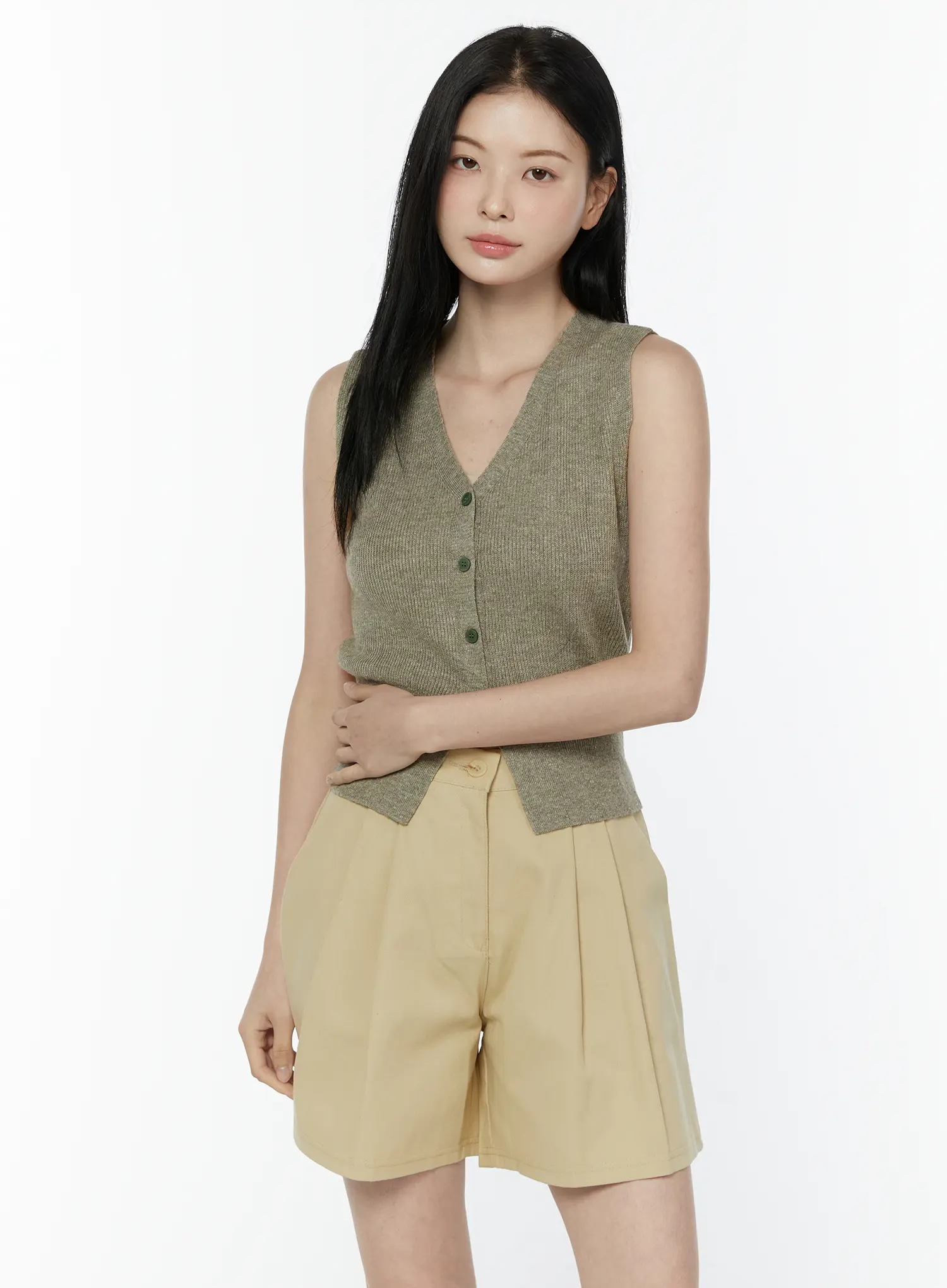 V-Neck Ribbed Knit Vest IU505 - Image 8