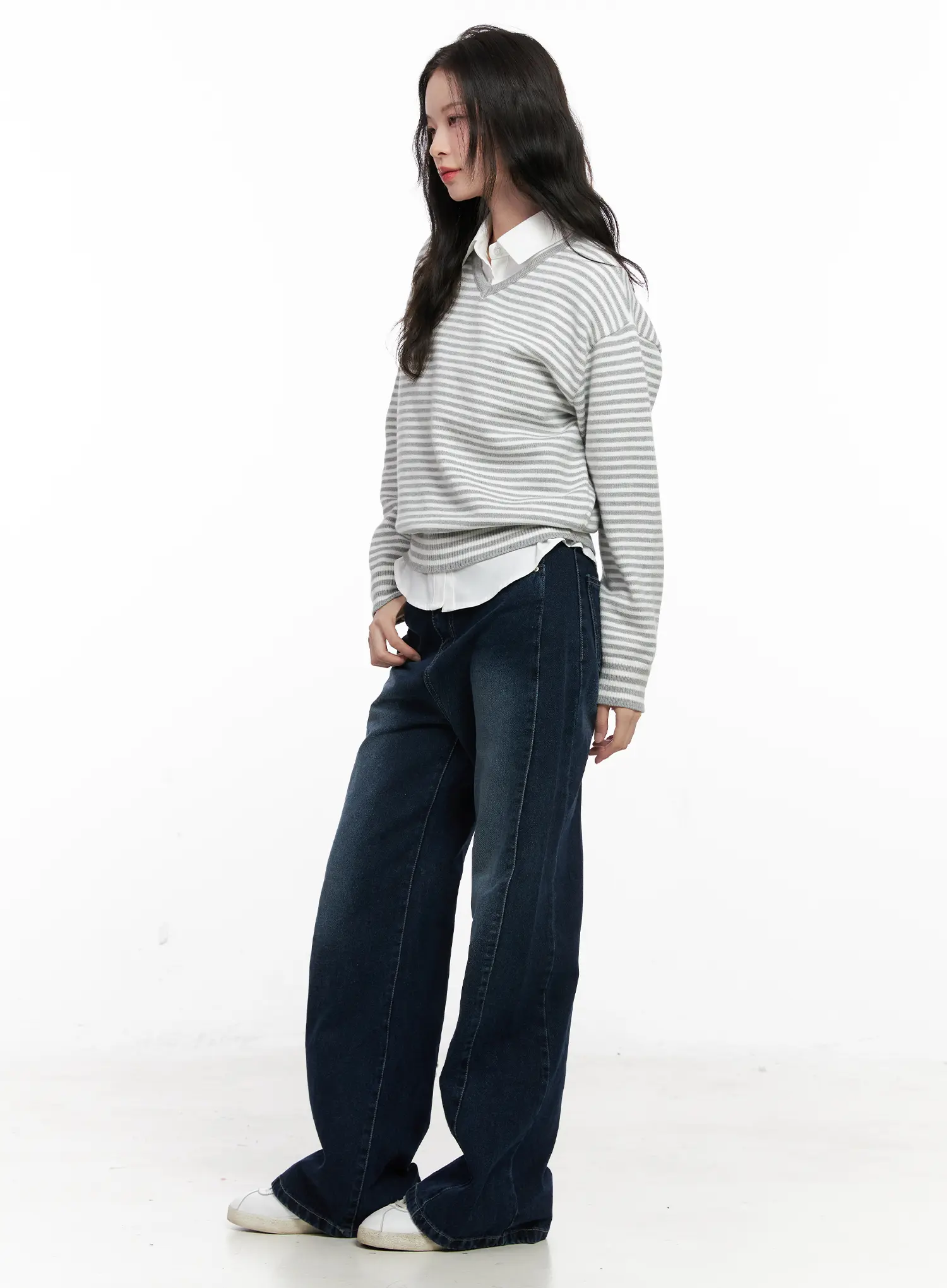 V-Neck Striped Knit Sweater CO531 - Image 7