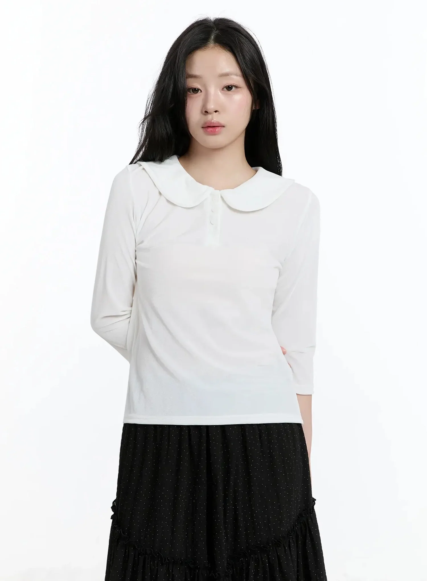 Velvet Collar 3/4 SleeveTop IM513 - Image 7