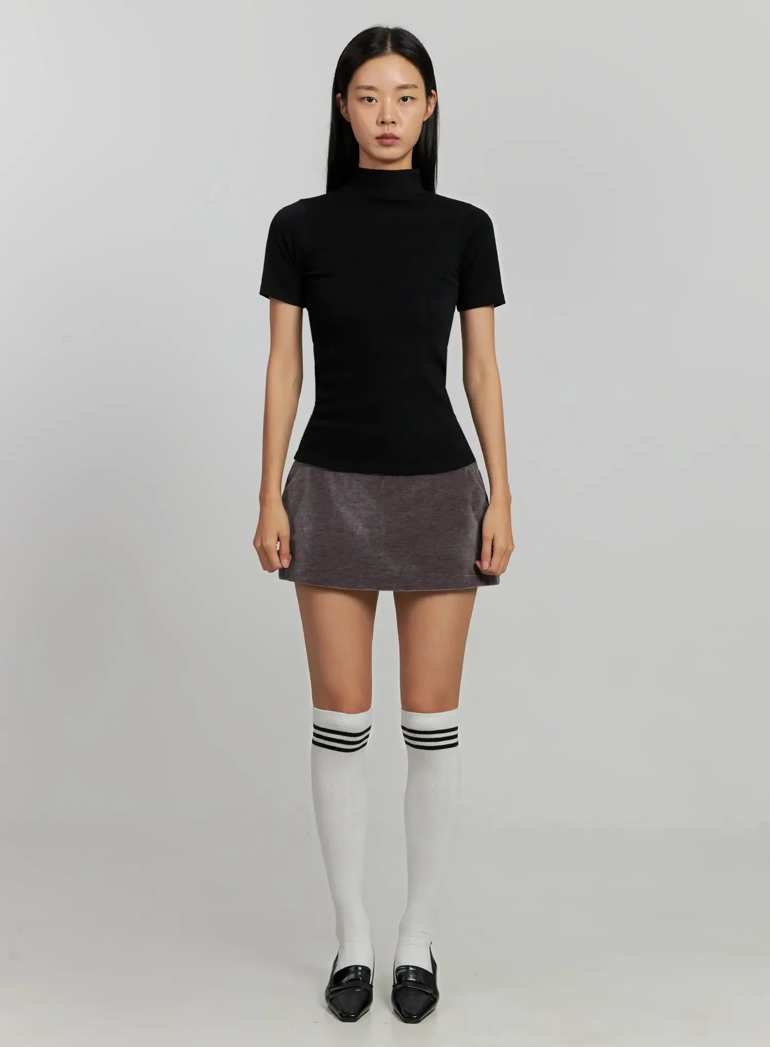 Velvet Low-Rise Mini Skirt IJ502 - Image 6