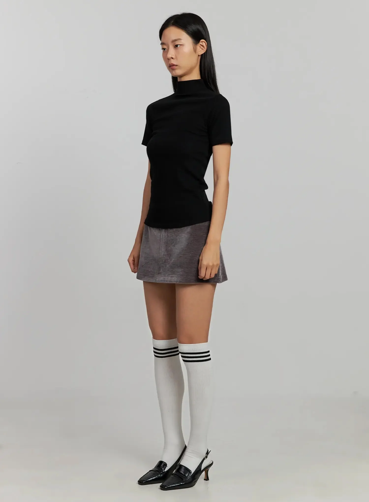 Velvet Low-Rise Mini Skirt IJ502 - Image 7