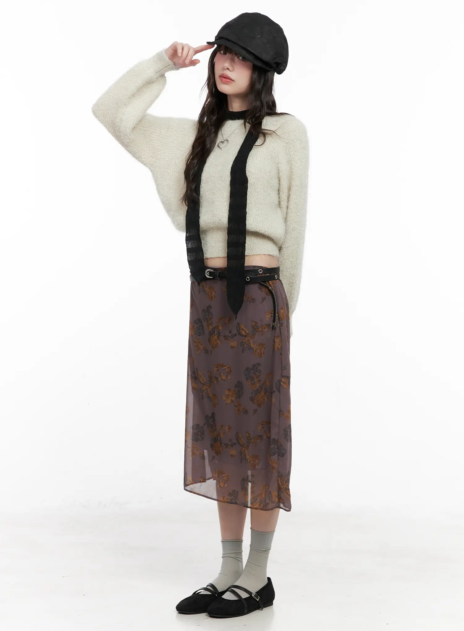 Vintage Floral Layered Midi Skirt CN510 - Image 5