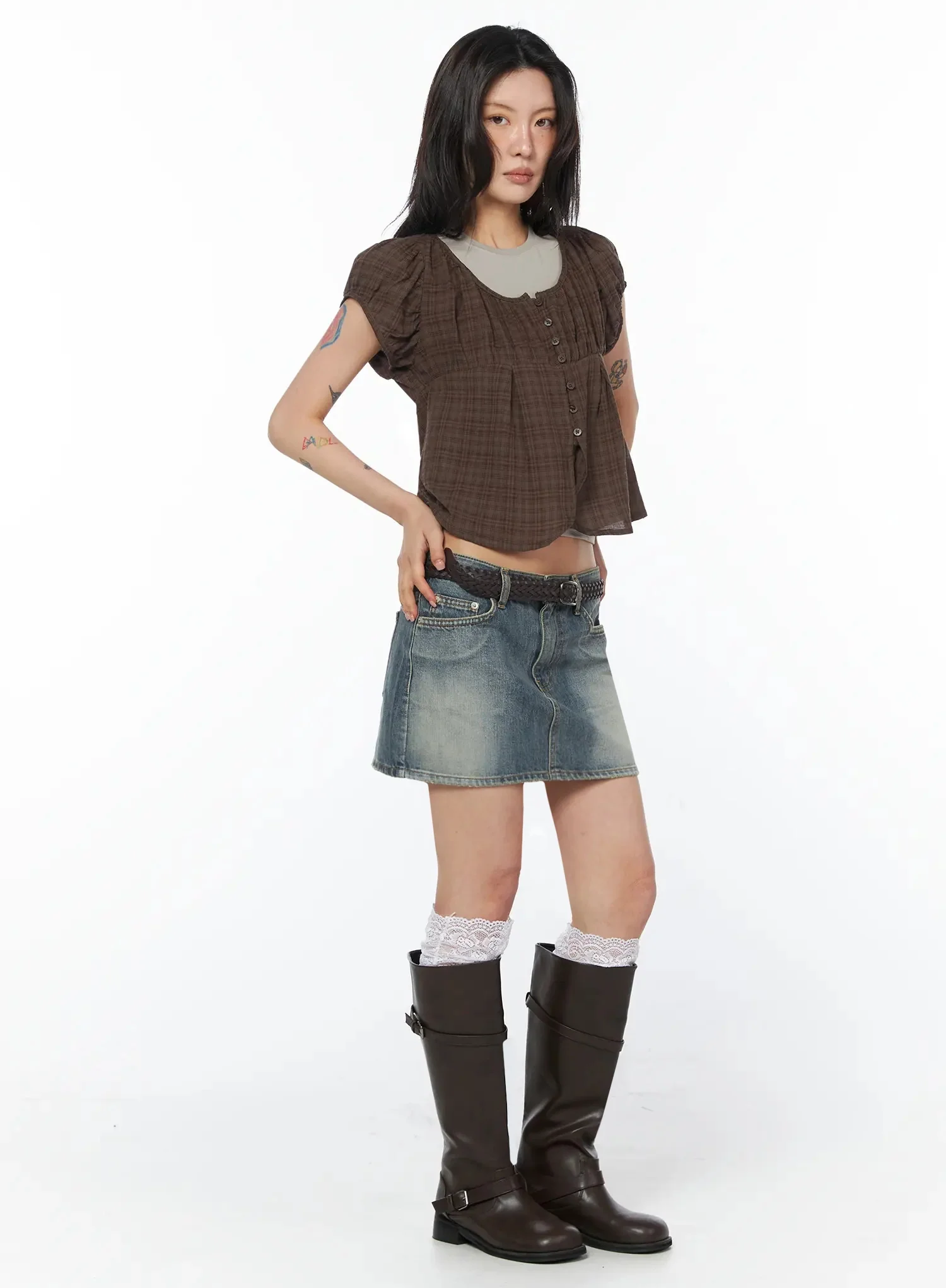 Vintage Low-Rise Denim Skirt IU509 - Image 3