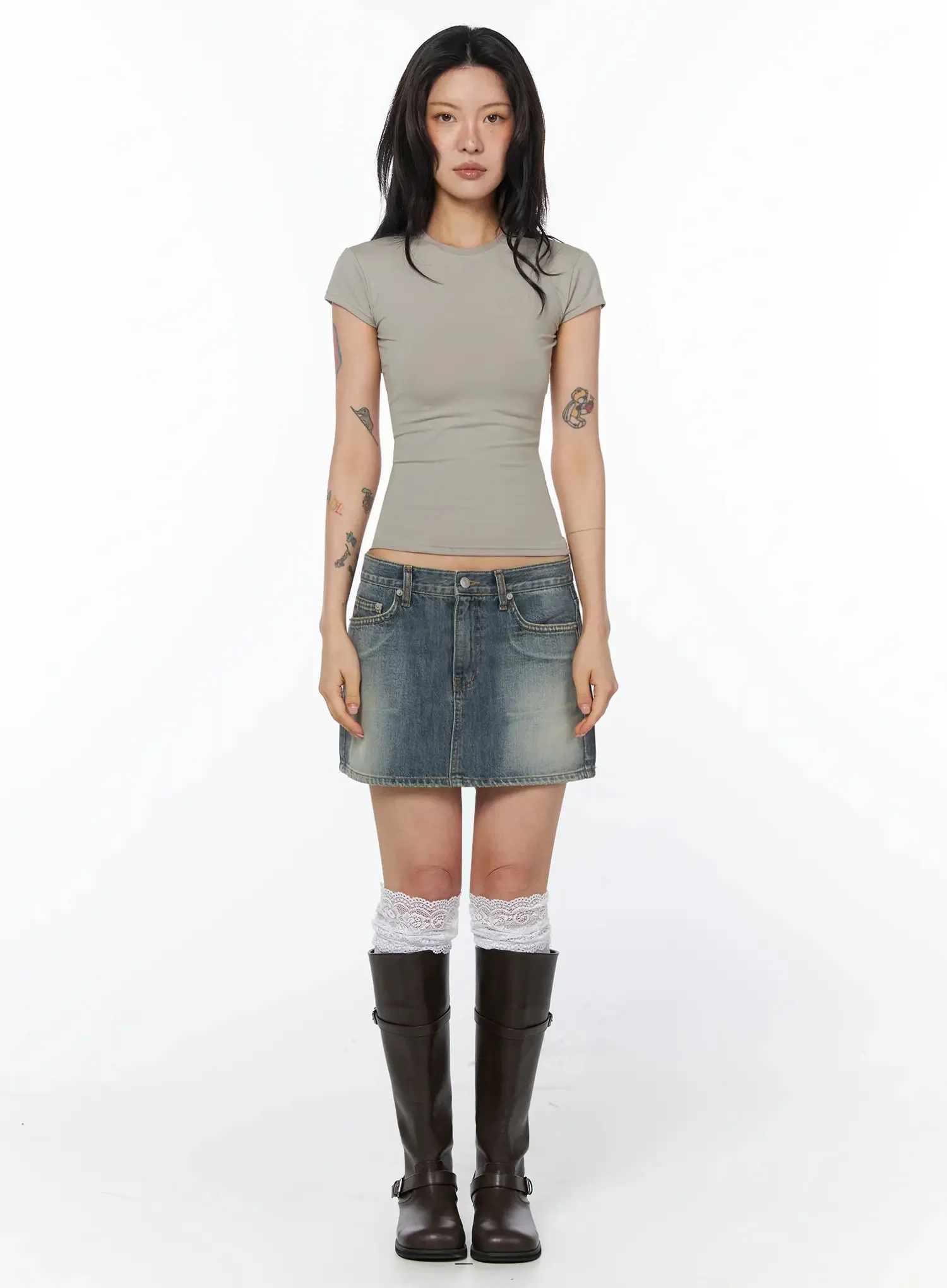 Vintage Low-Rise Denim Skirt IU509 - Image 6