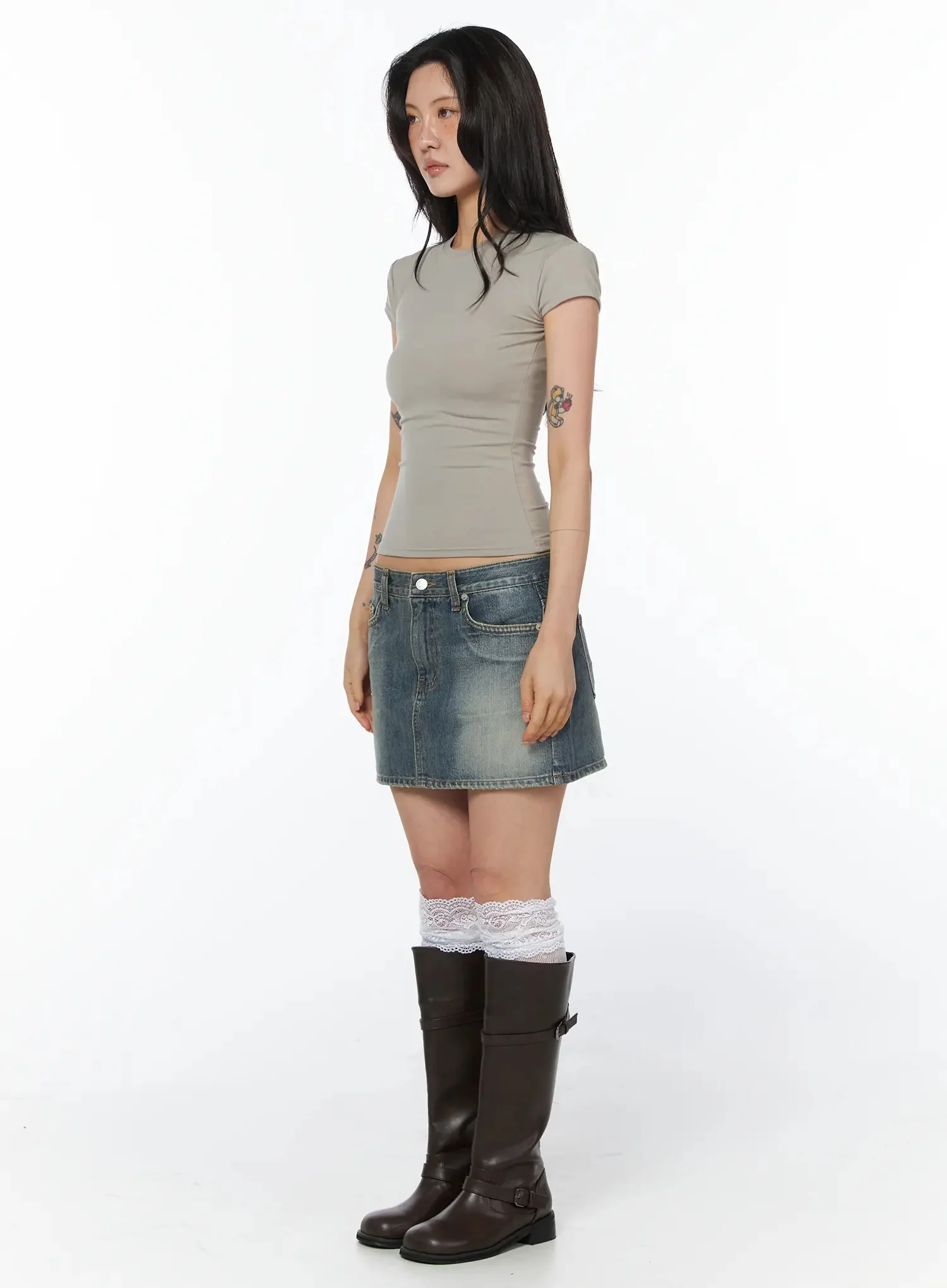 Vintage Low-Rise Denim Skirt IU509 - Image 7