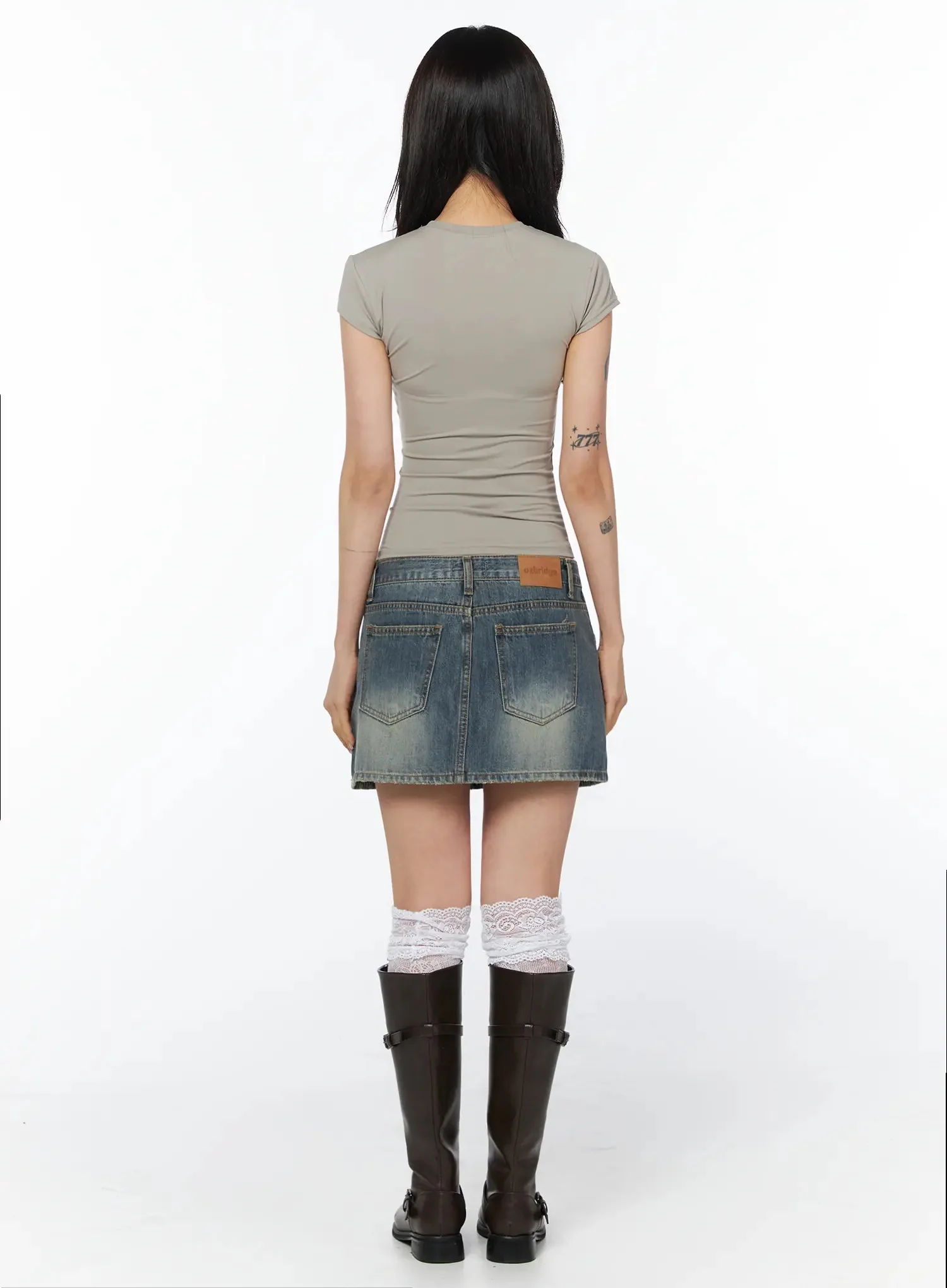Vintage Low-Rise Denim Skirt IU509 - Image 8