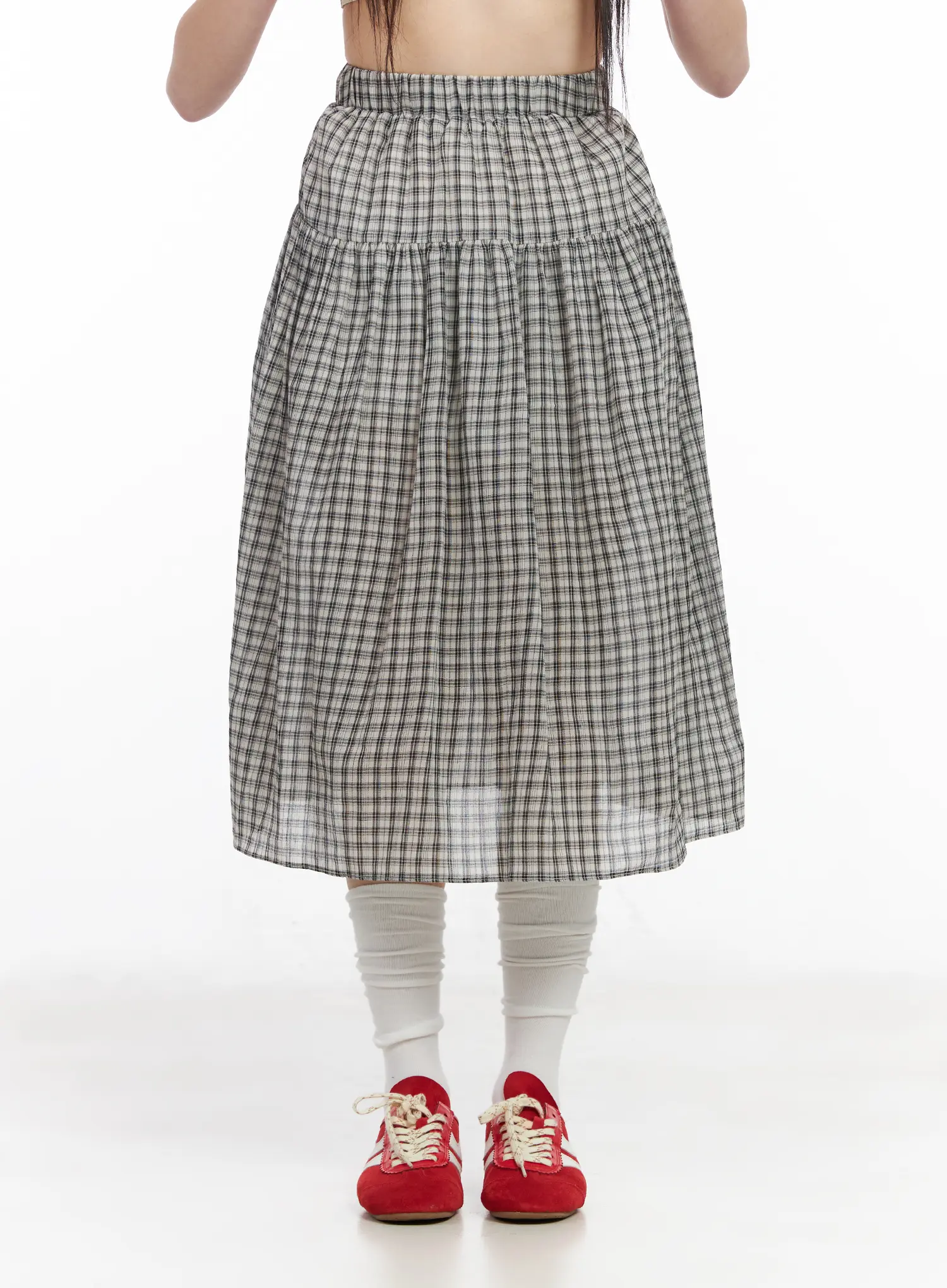 Vintage Plaid Midi Skirt CM513 - Image 11