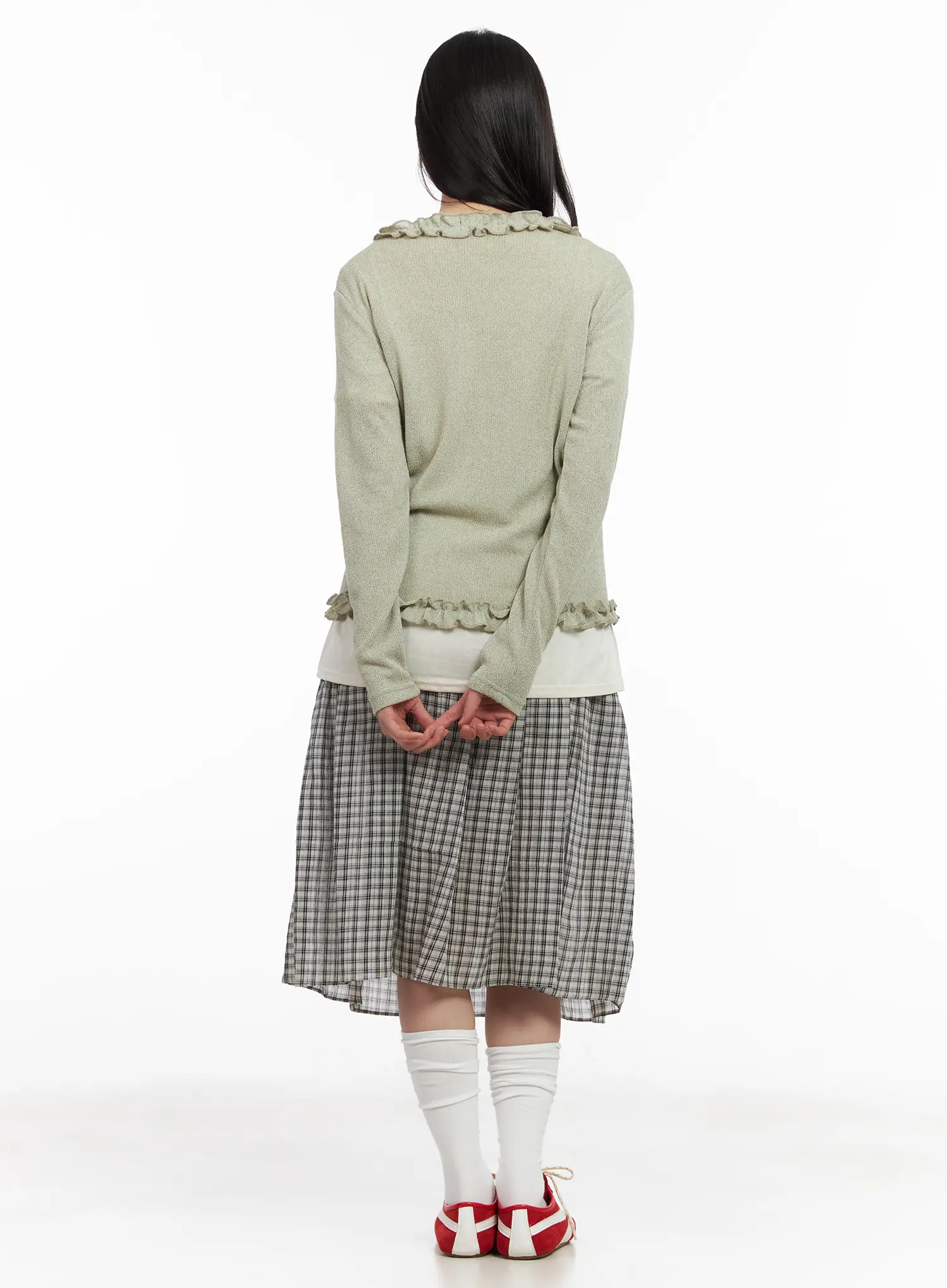 Vintage Plaid Midi Skirt CM513 - Image 7