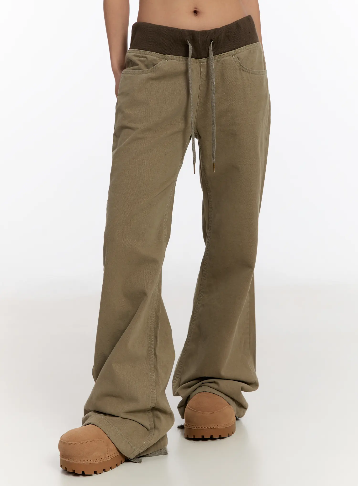 Vintage Pocket Bootcut Cotton Pants CN527 - Image 2