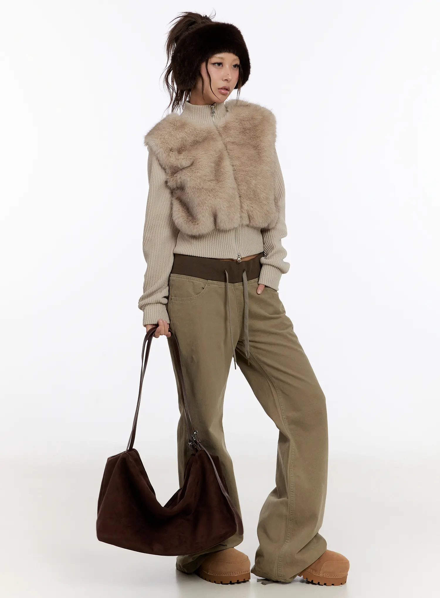 Vintage Pocket Bootcut Cotton Pants CN527 - Image 5