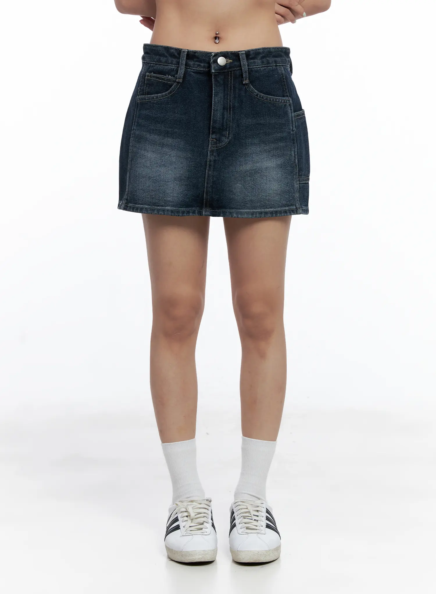 Vintage-Wash Denim Mini Skirt CL511 - Image 10