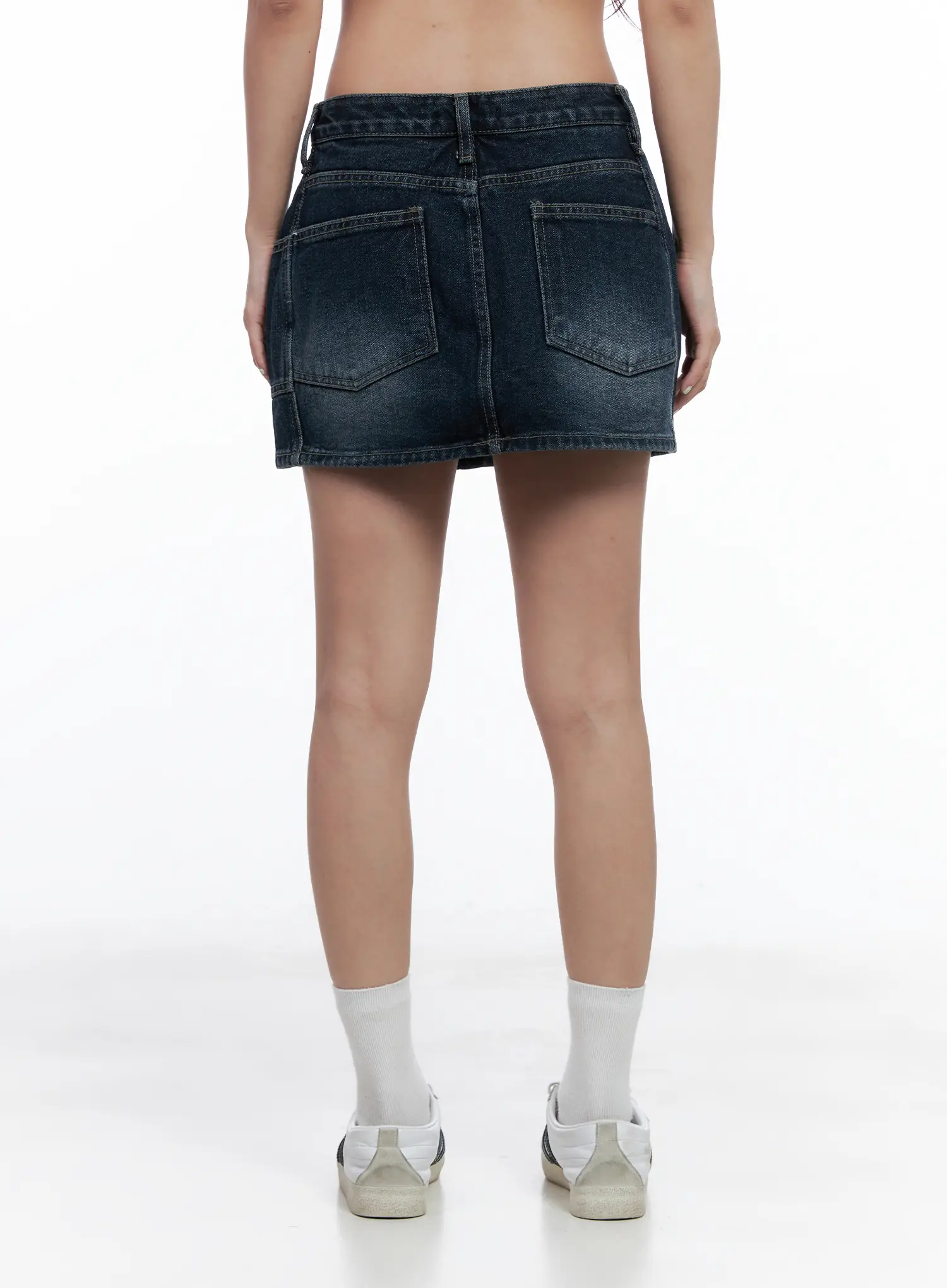 Vintage-Wash Denim Mini Skirt CL511 - Image 6