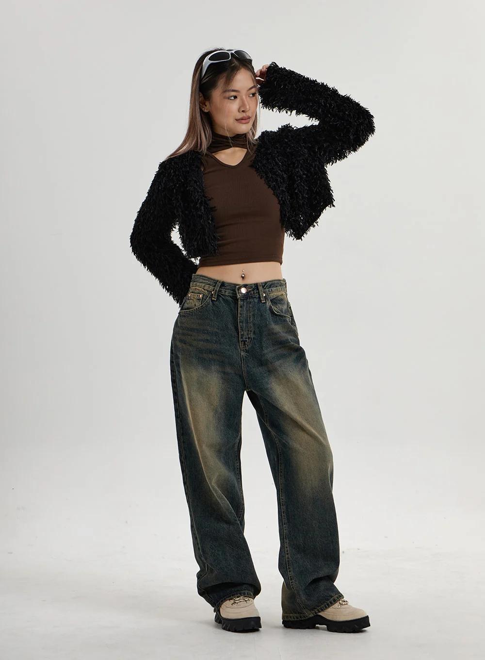 Vintage Washing Wide Leg Denim Pants CN14 - Image 7