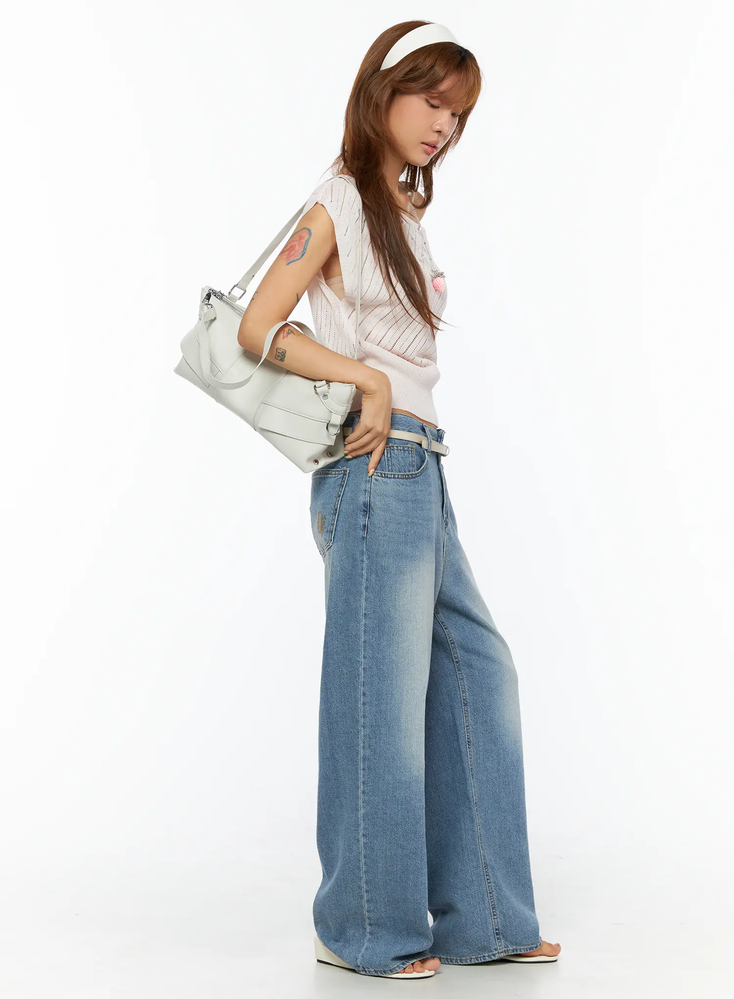 Violetta Embroidered Wide Leg Jeans CU517 - Image 5