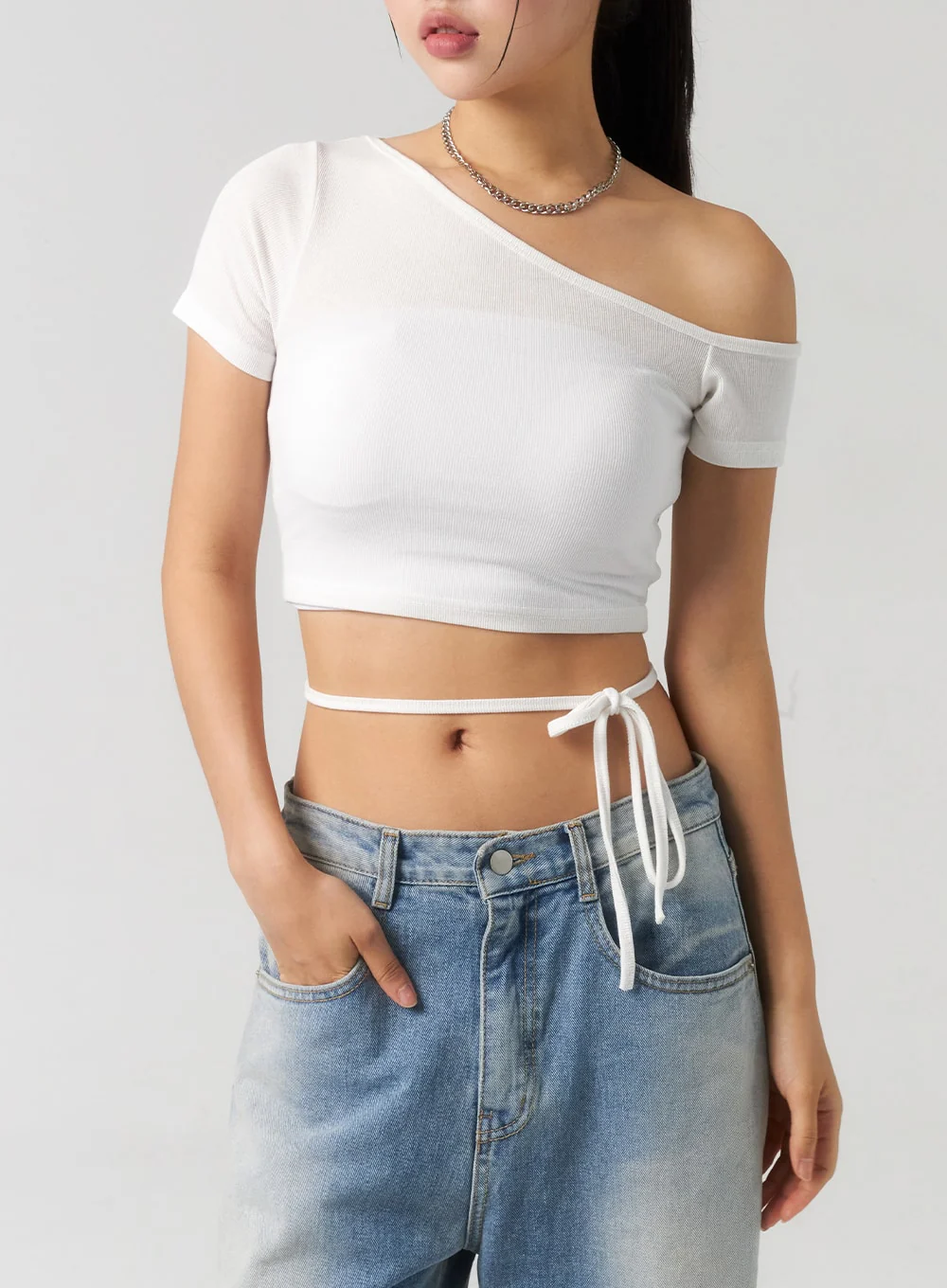 Waist Strap Cropped Tee CU326 - Image 2
