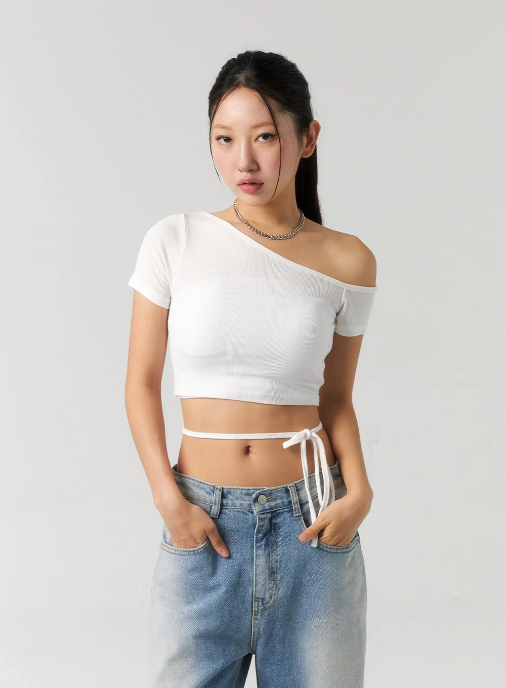 Waist Strap Cropped Tee CU326 - Image 5