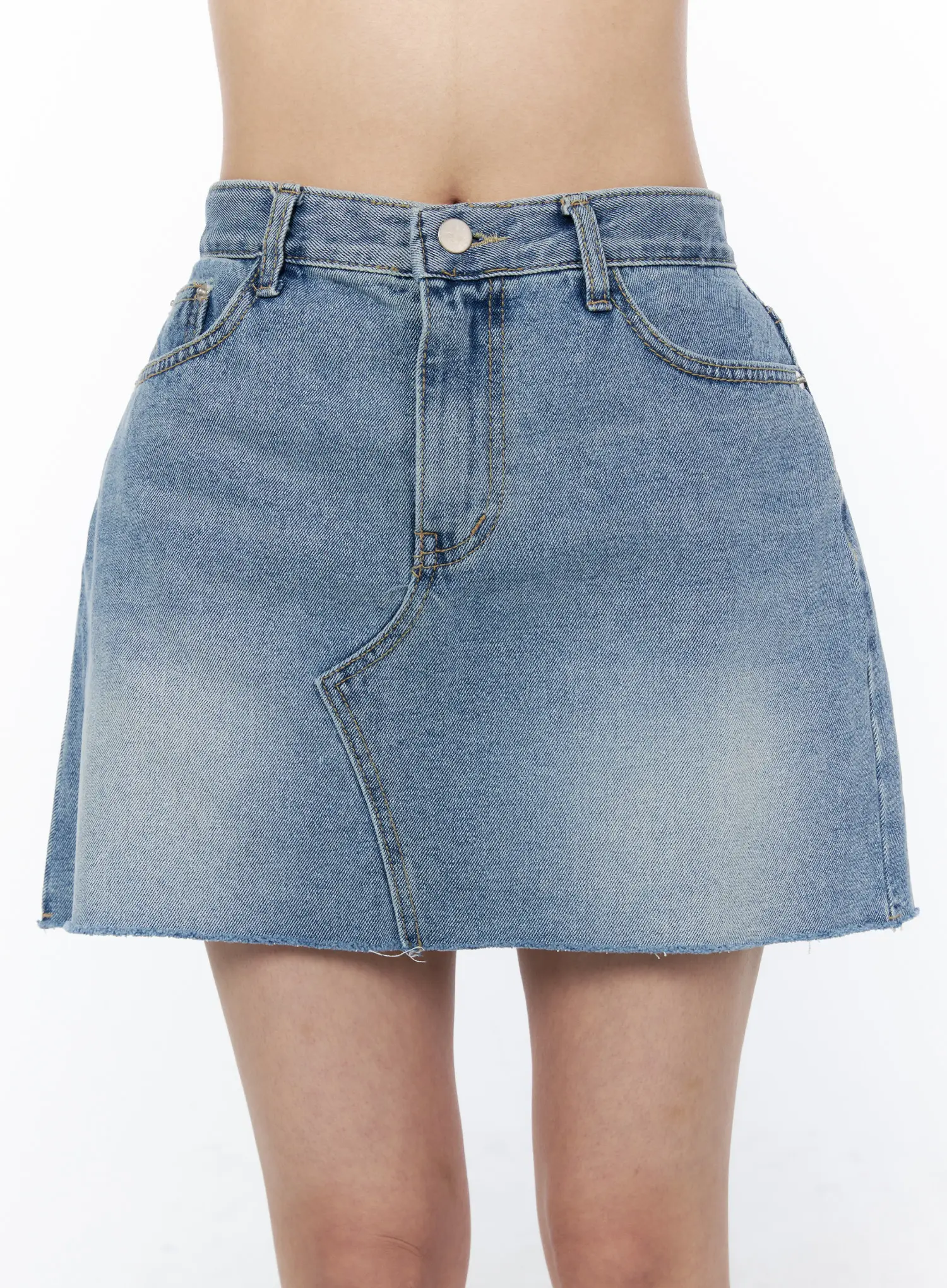 Washed A-Line Denim Mini Skirt CU522 - Image 3