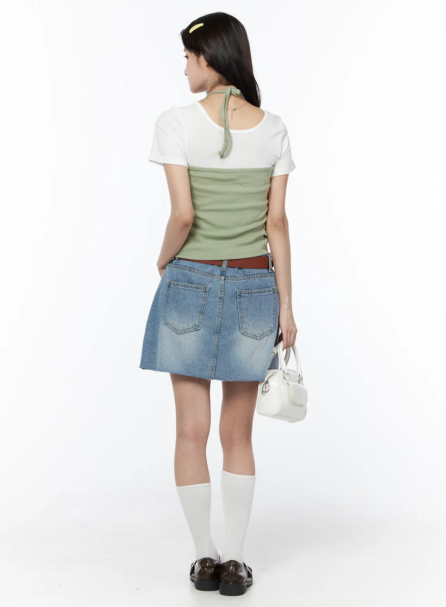 Washed A-Line Denim Mini Skirt CU522 - Image 7