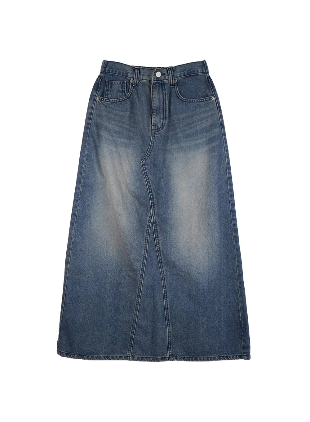 Washed Denim Back Slit Maxi Skirt CD430 - Image 9