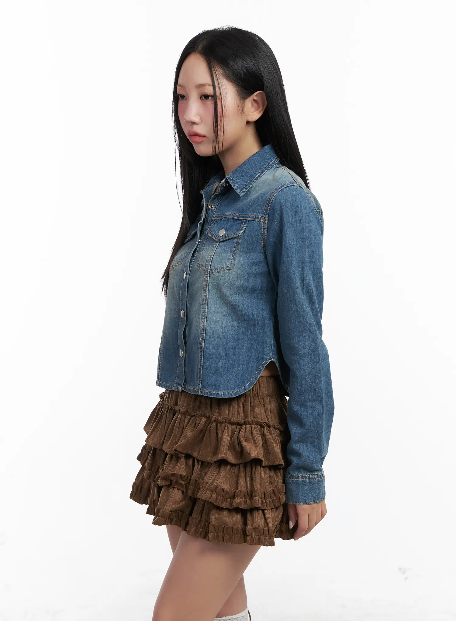 Washed Denim Long Sleeve Shirt CN528 - Image 3