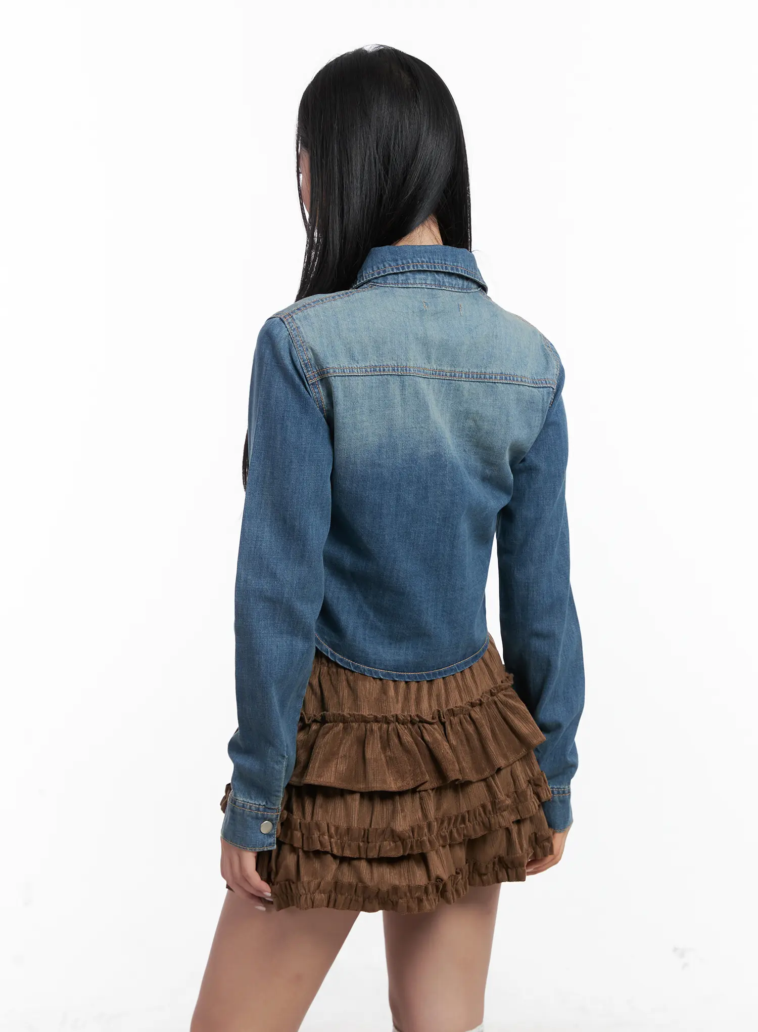 Washed Denim Long Sleeve Shirt CN528 - Image 4