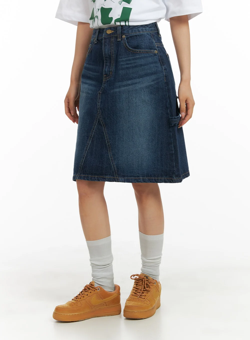 Washed Denim Midi Skirt CA404 - Image 4