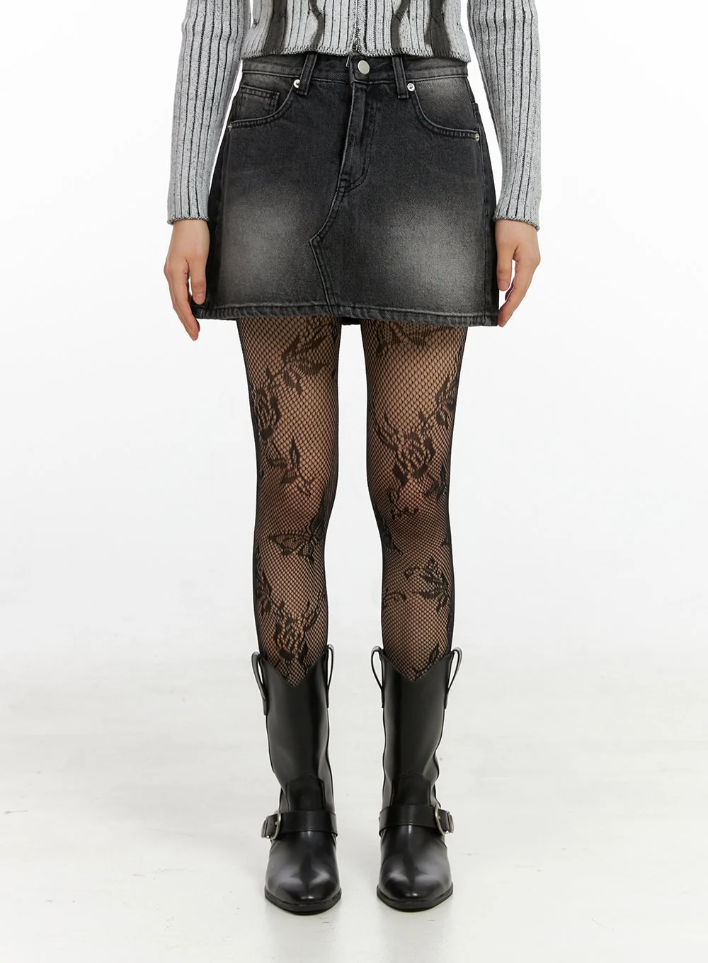 Washed Denim Mini Skirt IO430 - Image 4