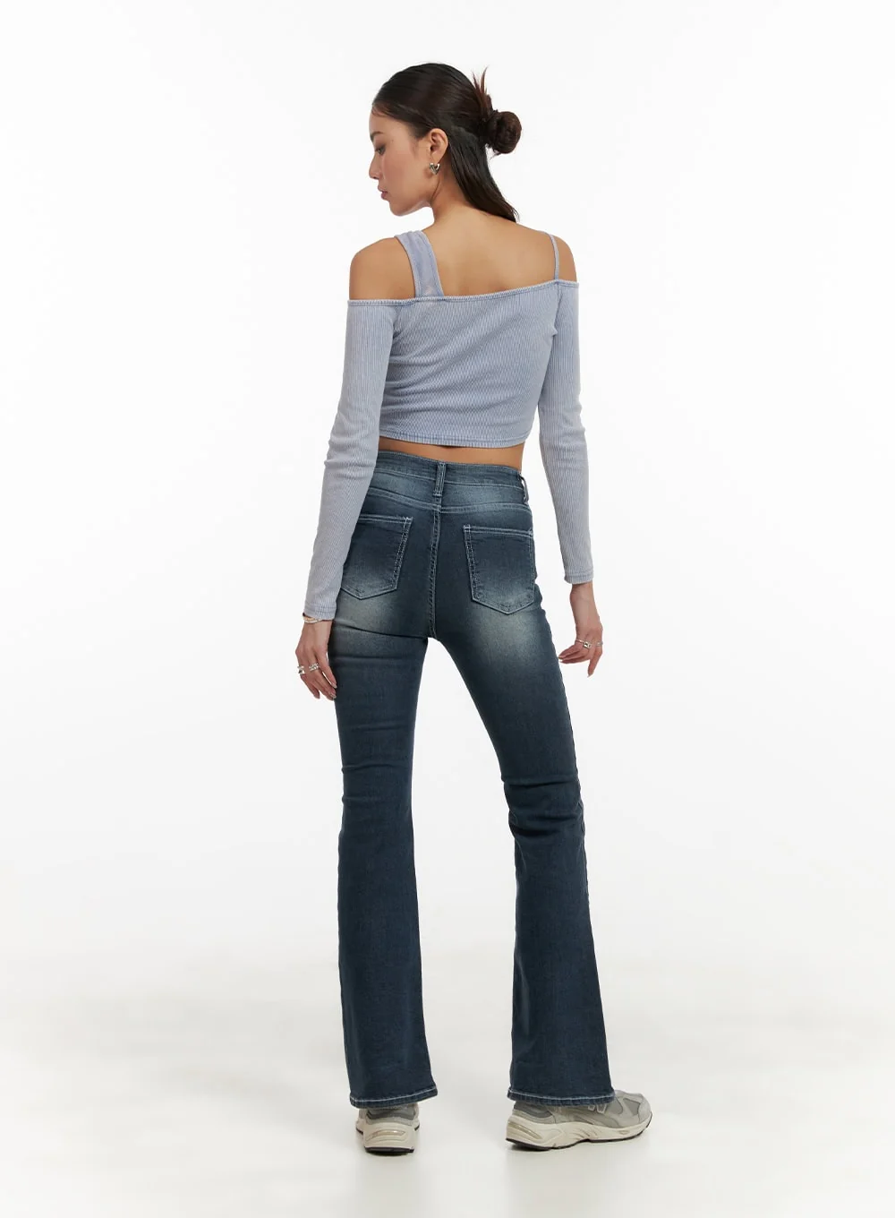 Washed Denim Slim Fit Bootcut Jeans CY402 - Image 5