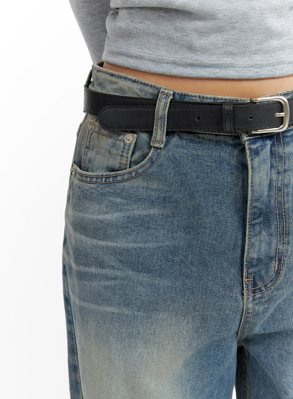 Washed Denim Wide-Leg Jeans CF419 - Image 2
