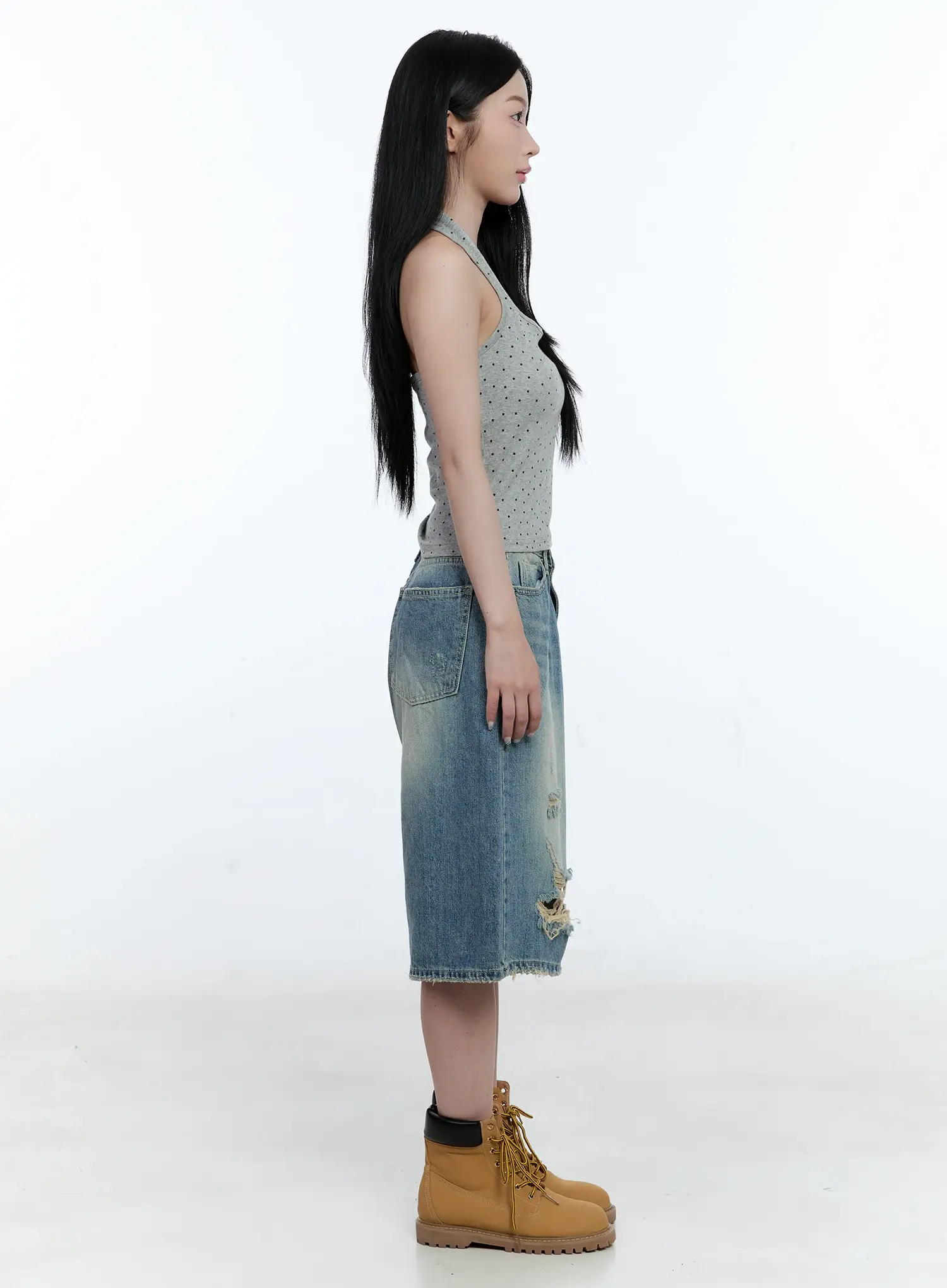 Washed Distressed Jorts CG501 - Image 4