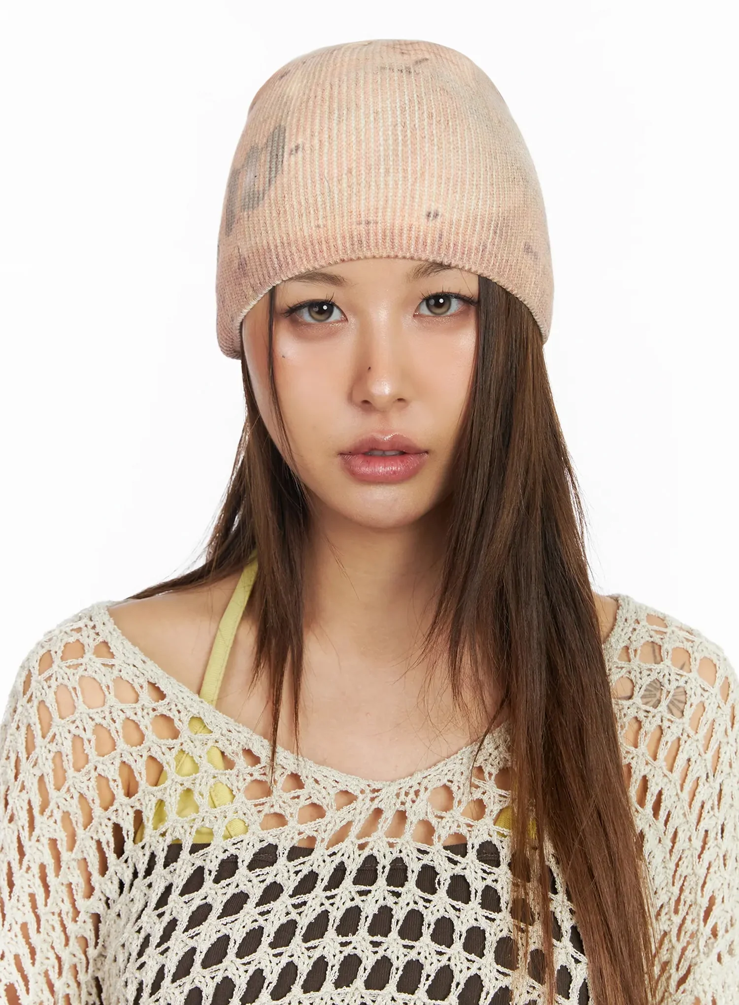 Washed Graffiti Print Beanie IA527 - Image 5