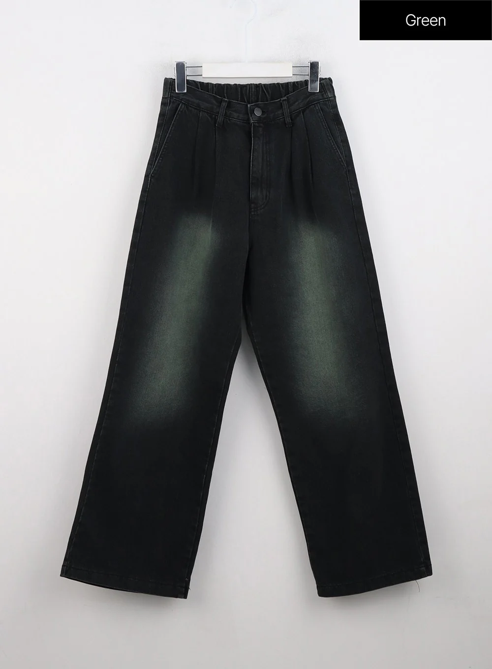 Washed Pintuck Wide Leg Jeans IN322 - Image 7