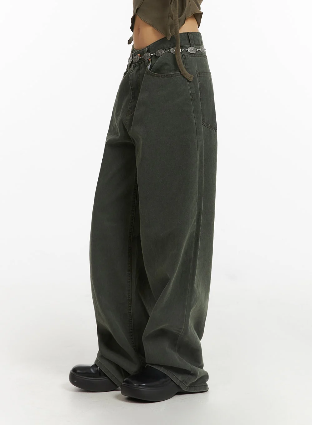 Washed Wide Fit Pants CJ416 - Image 4