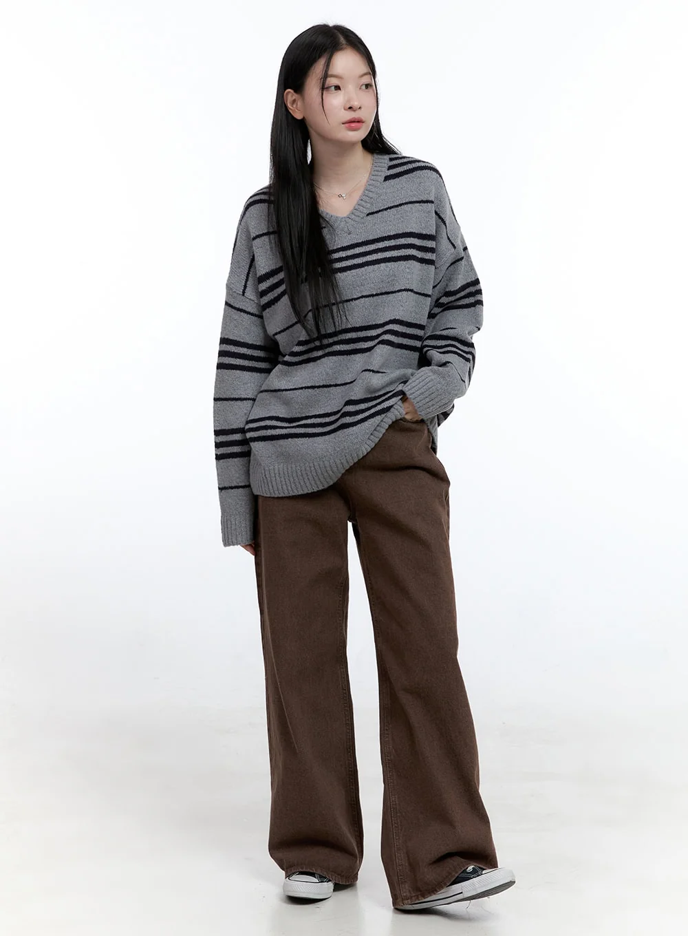Wide-Fit Solid Cotton Pants OO429 - Image 7