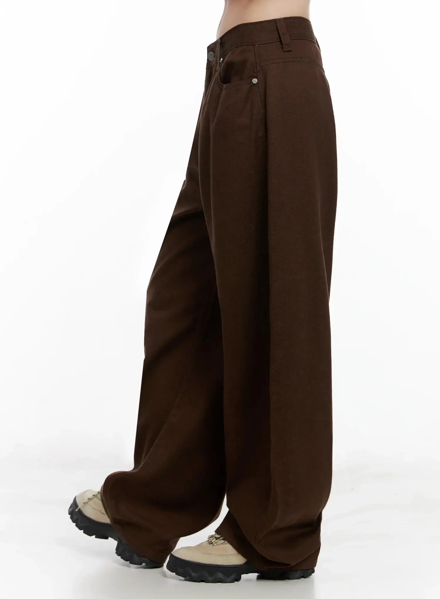 Wide-Leg Brown Cotton Pants IL531 - Image 15