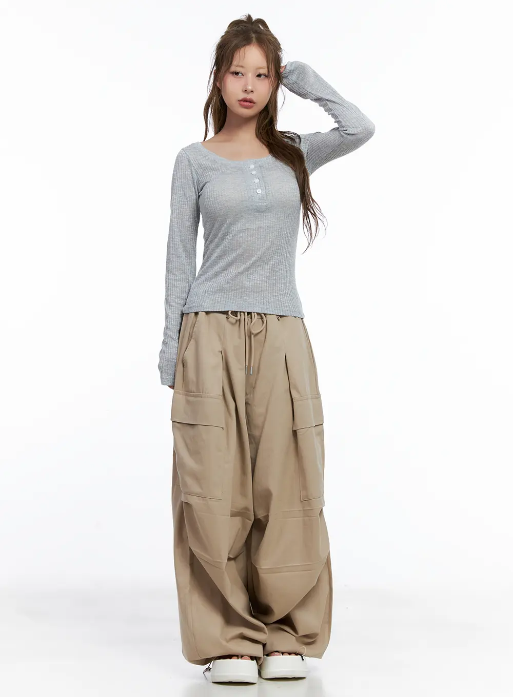 Wide-Leg Cargo Balloon Pants CL514 - Image 2