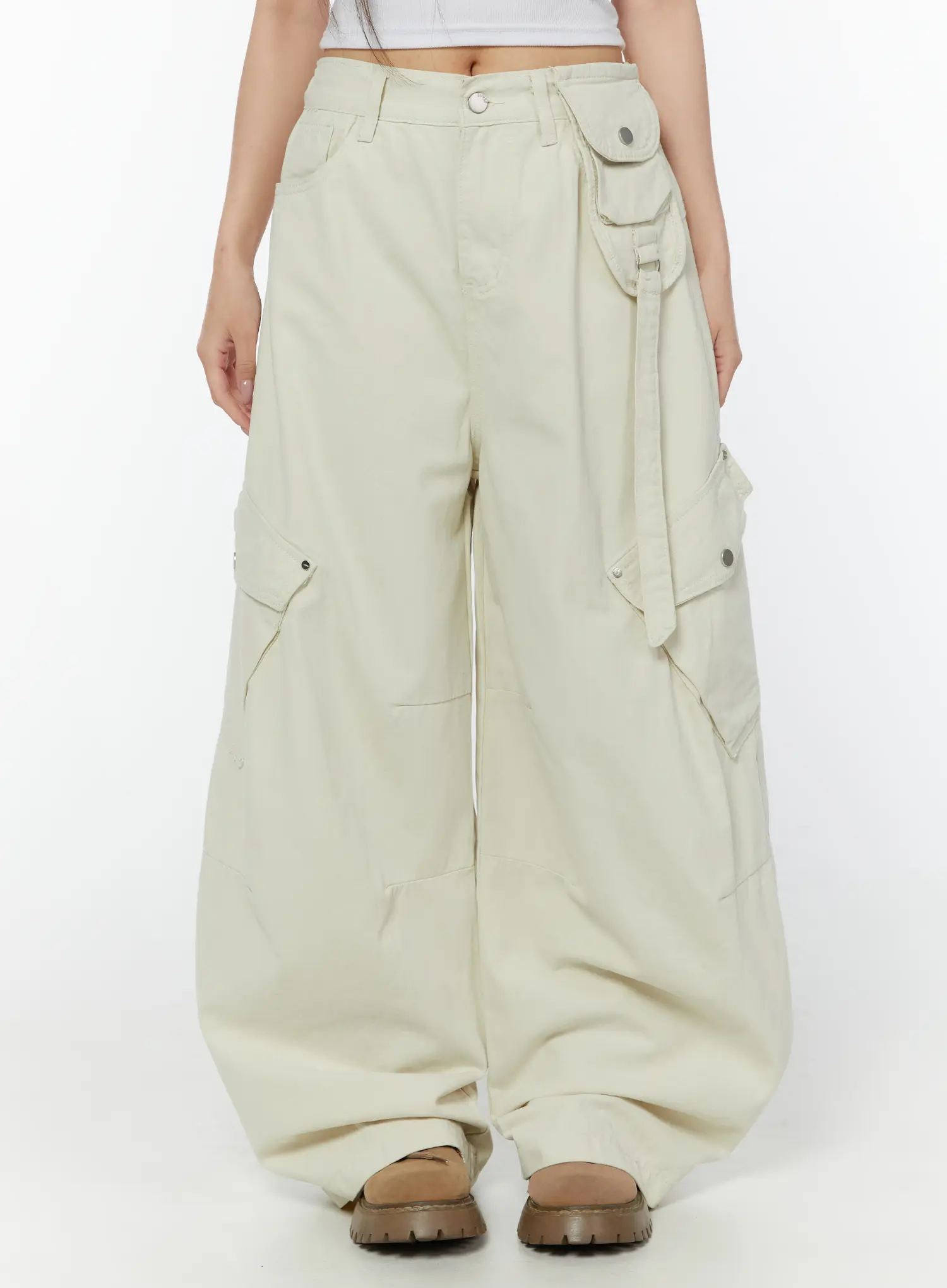 Wide Leg Cargo Cotton Pants CY518