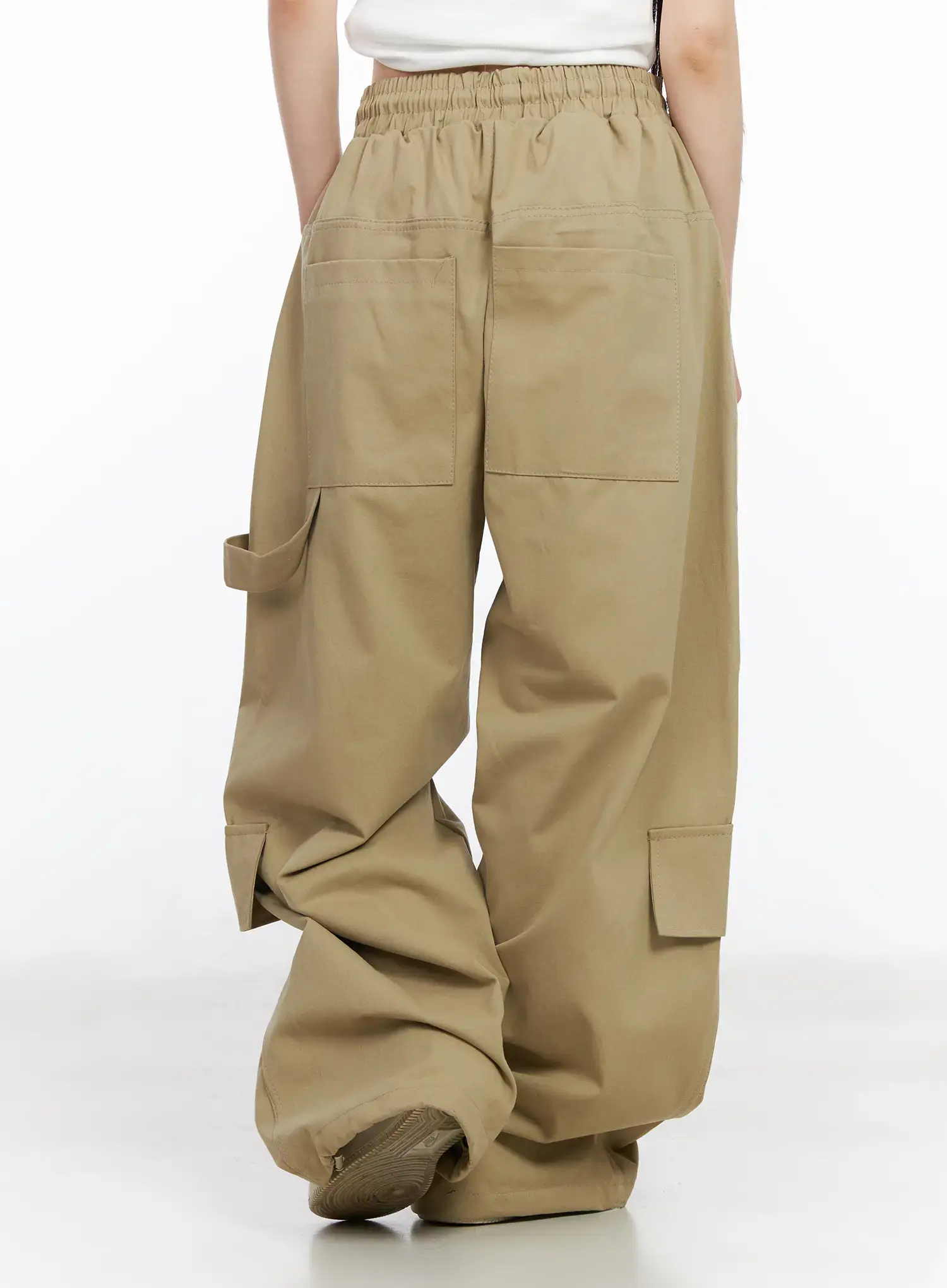 Wide Leg Cargo Pants with Elastic Waist CF519 - Image 6