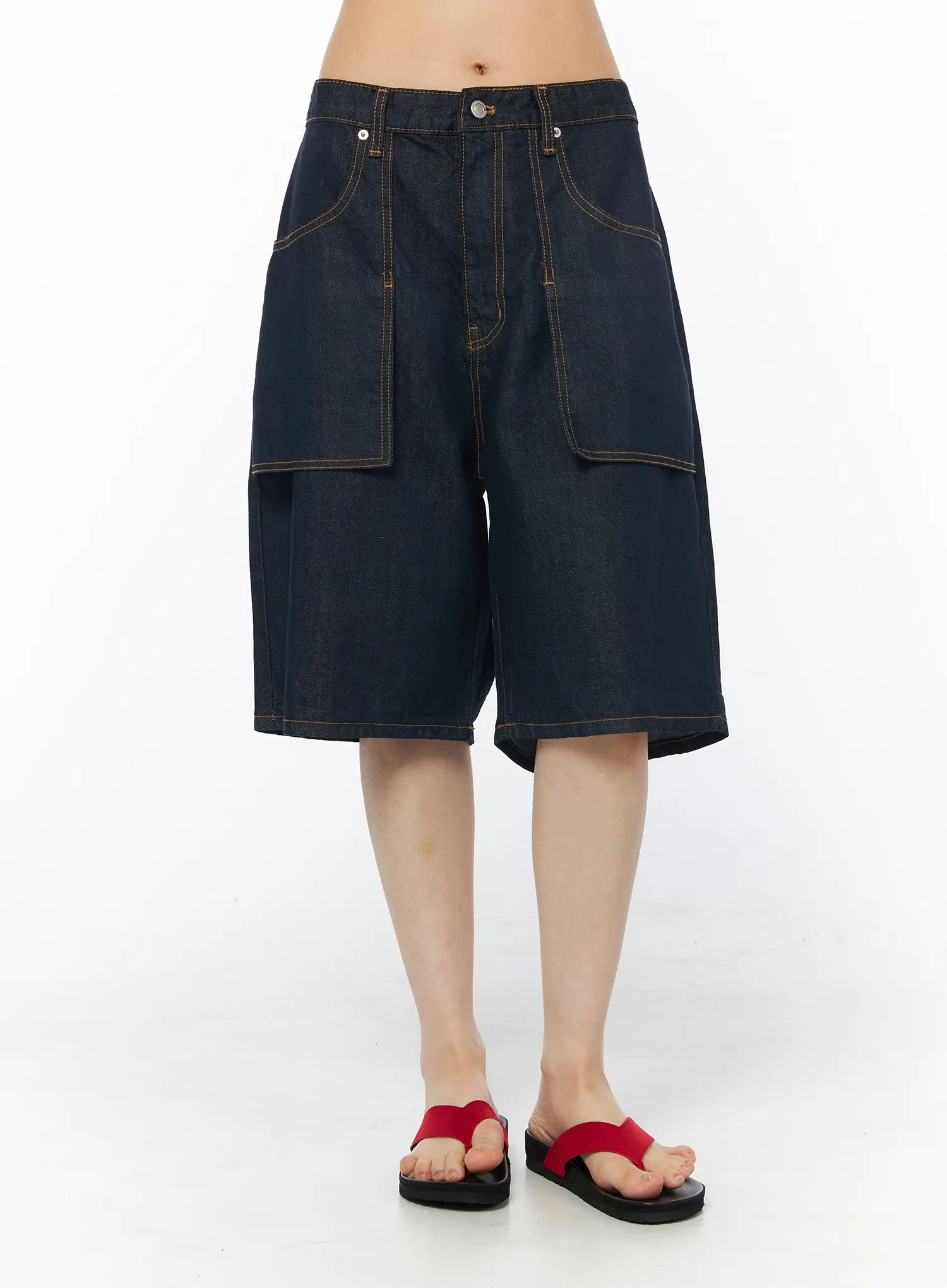 Wide Leg Denim Bermuda Shorts CY528 - Image 9