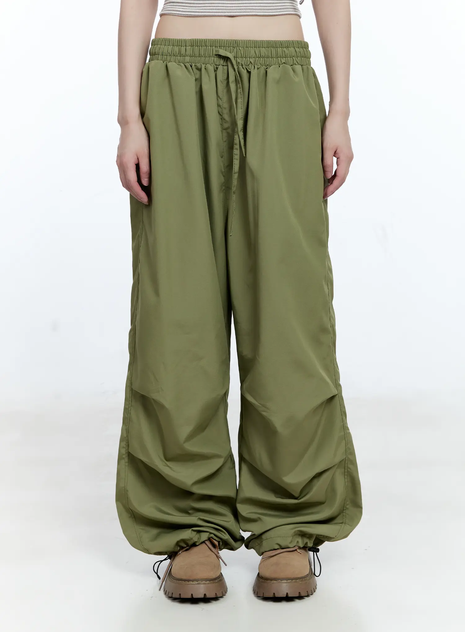 Wide-Leg Nylon Pintuck Pants CG507 - Image 2