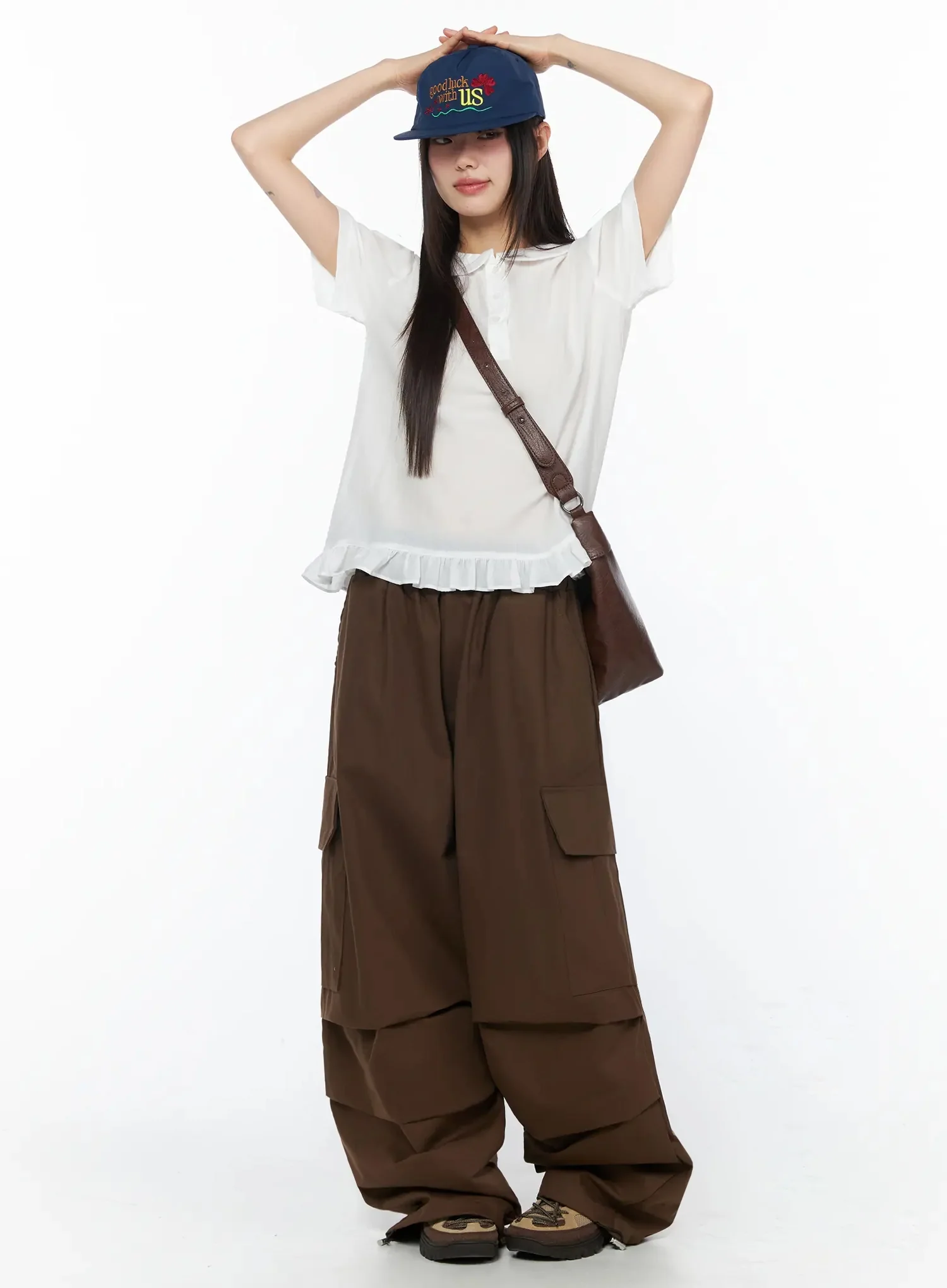 Wide Leg Parachute Cargo Pants IY526 - Image 15